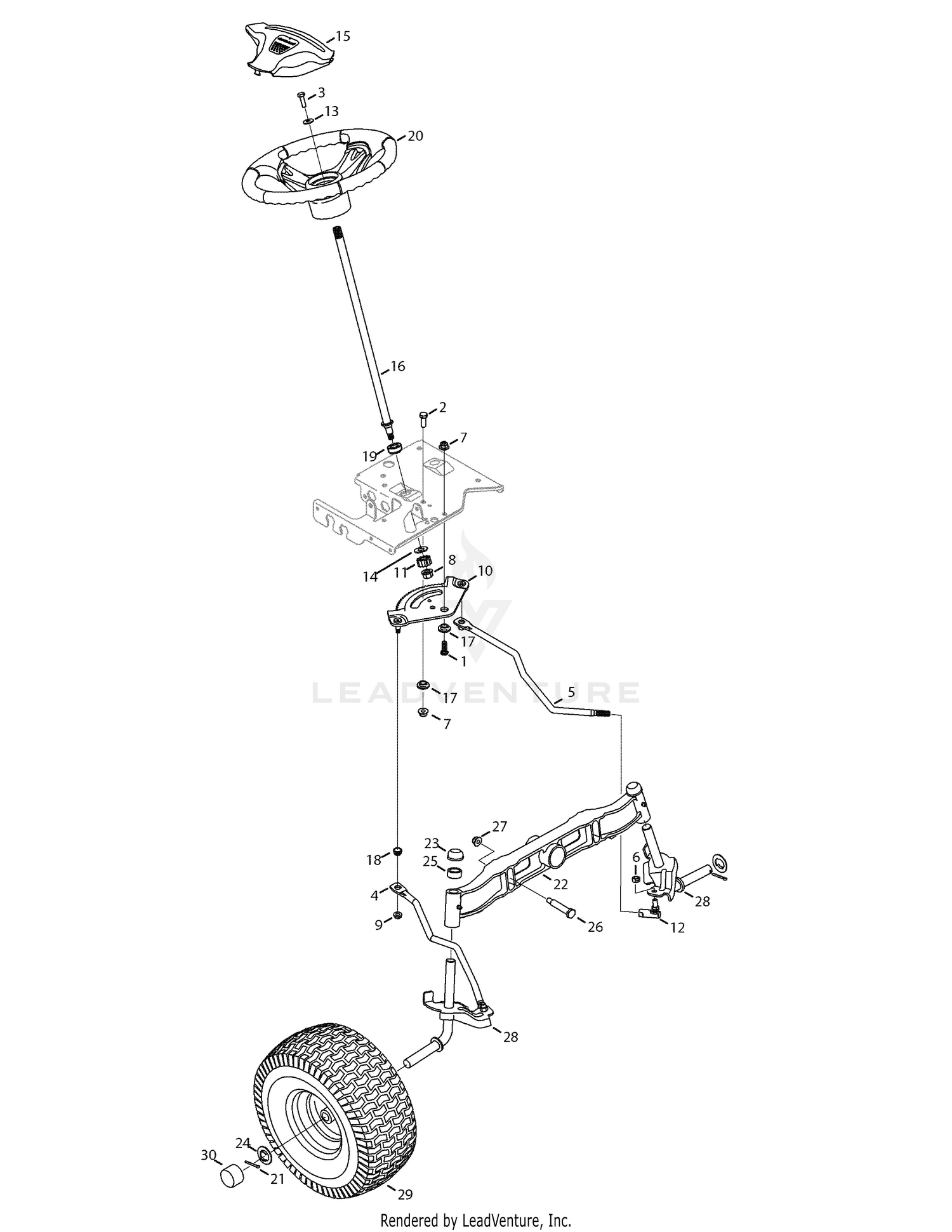 Cub Cadet LT1042 Tractor 2008 after 13AX11CG010 Steering