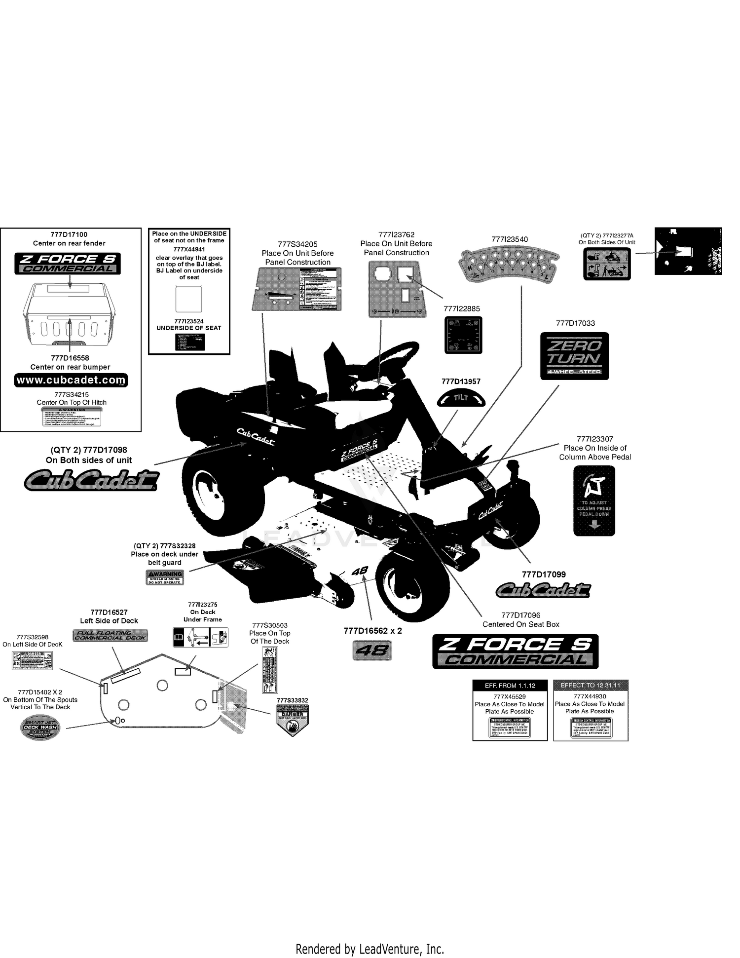 Cub Cadet Z Force S 48 53BH5FJB Commercial 2012 53BH5FJB050