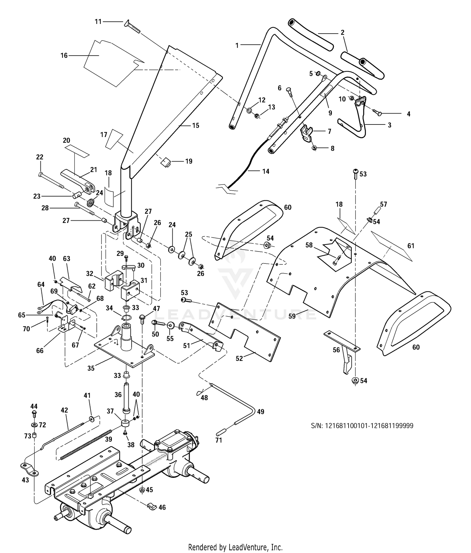 Handlebar, Mounting Plate, Tine Hood Assembly