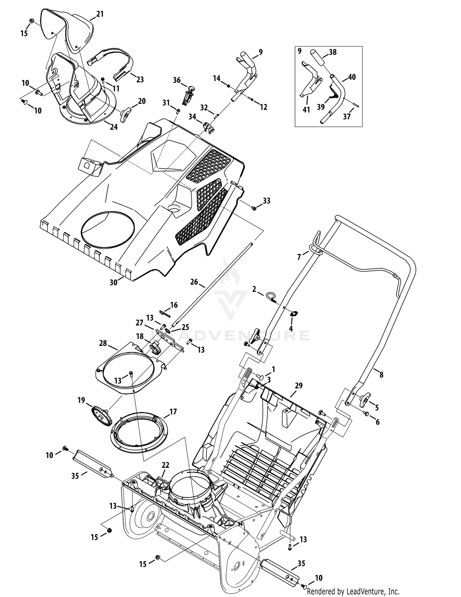 Shroud, Chute, & Handle