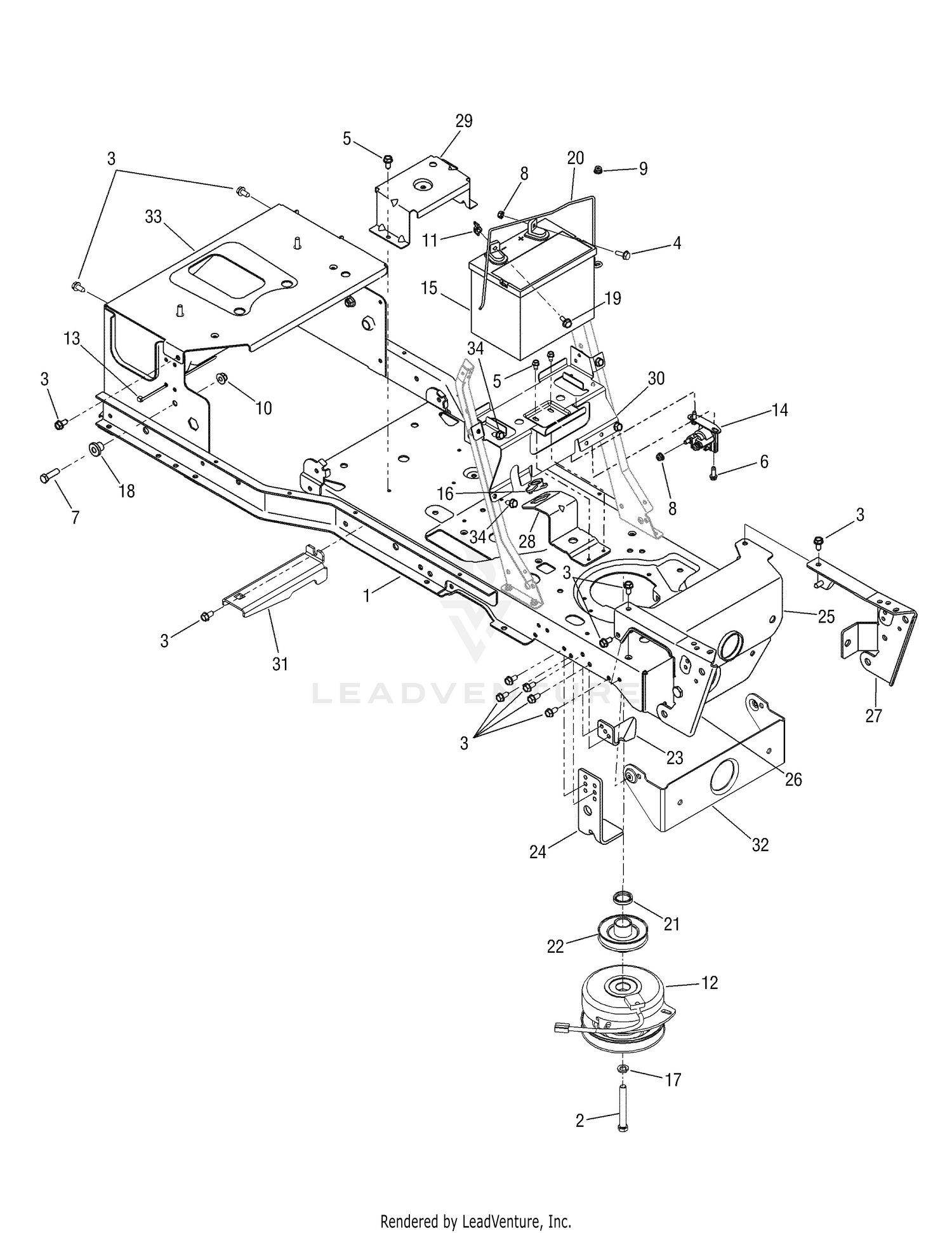 Frame, Battery & PTO