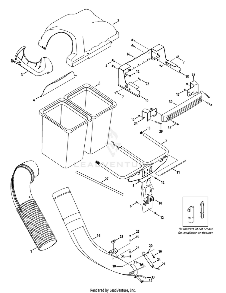 Craftsman By Mtd 19c70020oem Twin Rear Bagger Attachment Partswarehouse