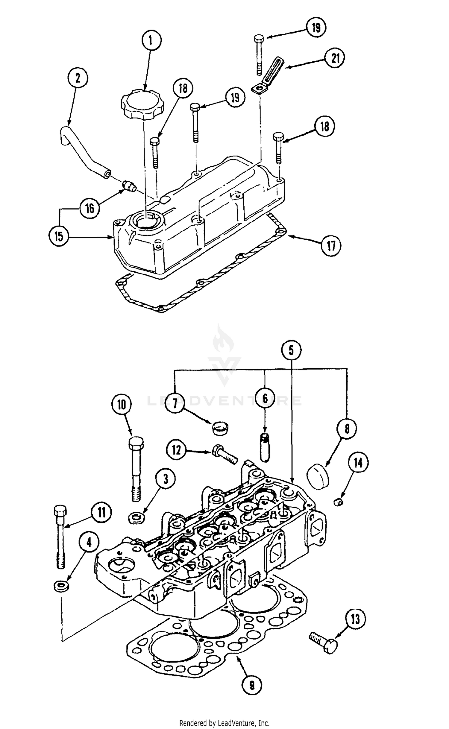 Cylinder Head 30HP Engine 7305 S/N 23070 & Up