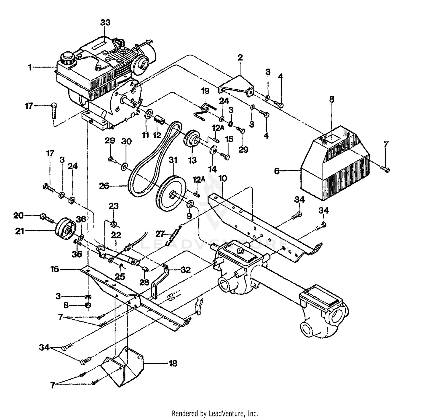 ENGINE, BRACKETS & FORWARD DRIVE