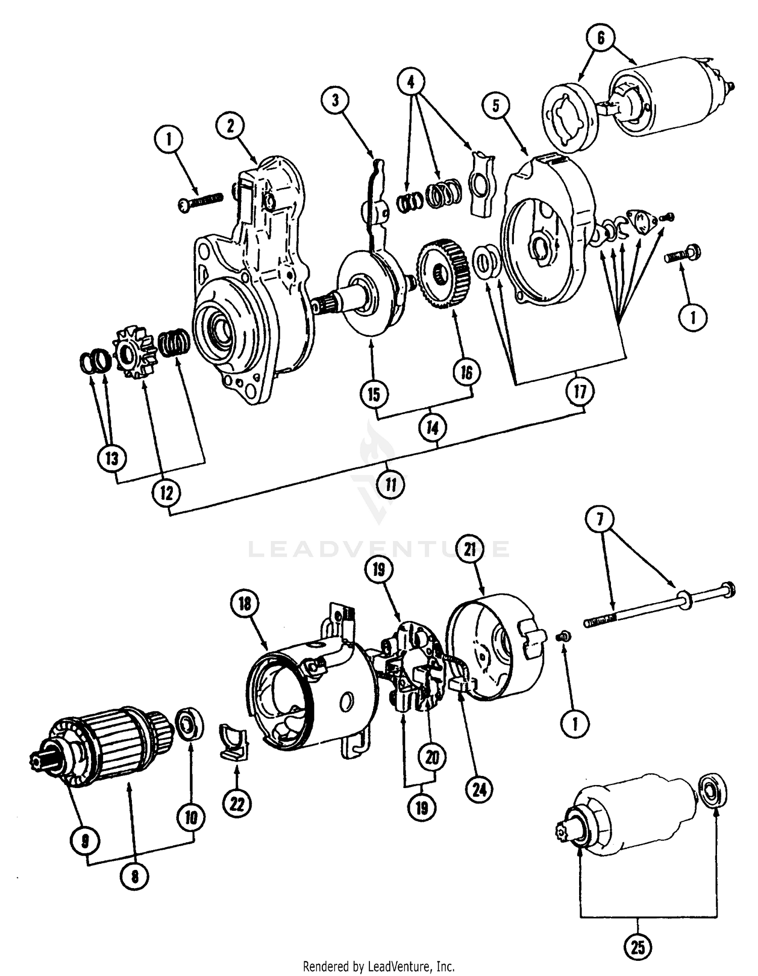 Starter 30 HP Engine (7300 S/N 21932-Lower/7305 S/N 23069-Lower)
