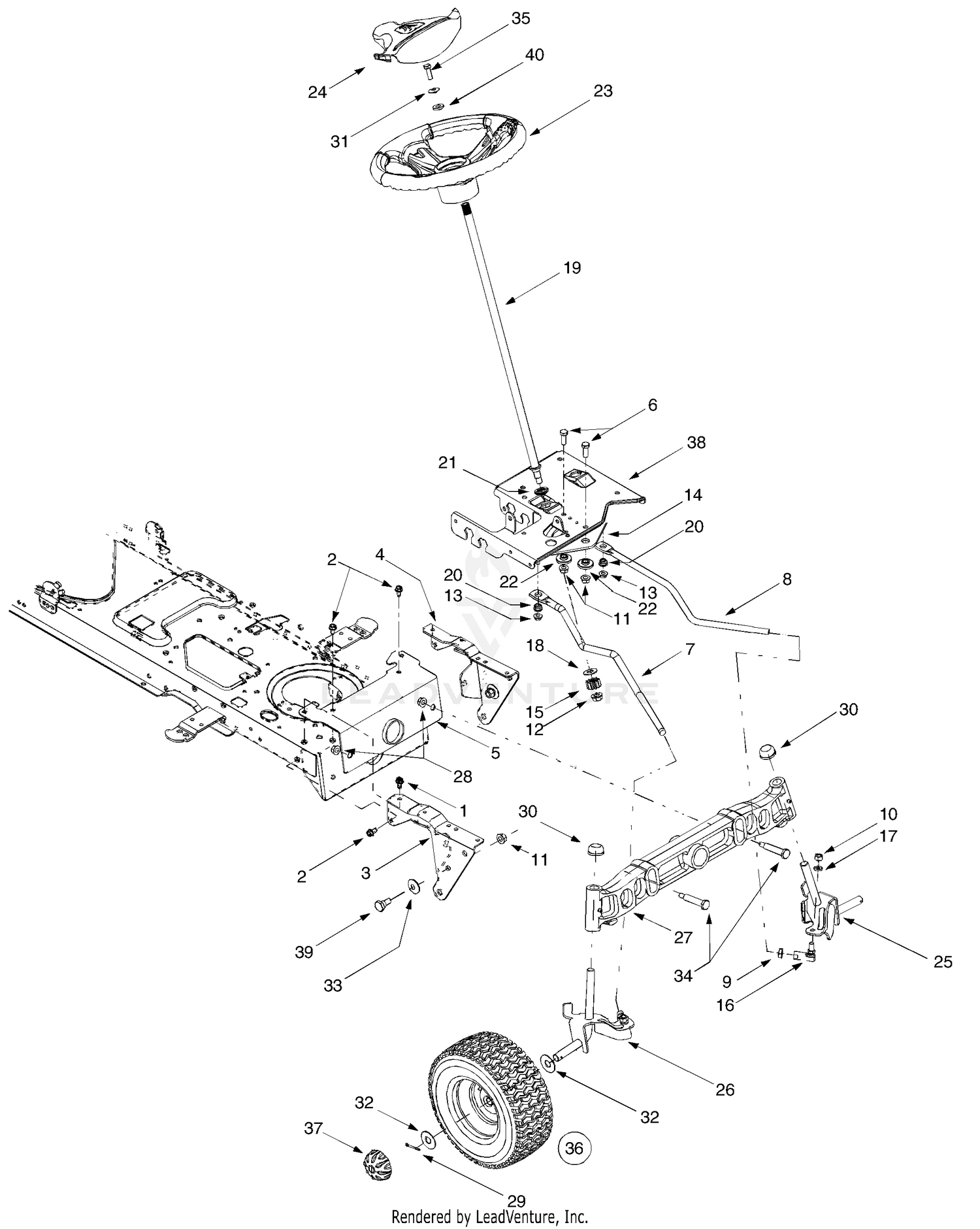 Axle, Front, Steering Assembly, Wheels, Front