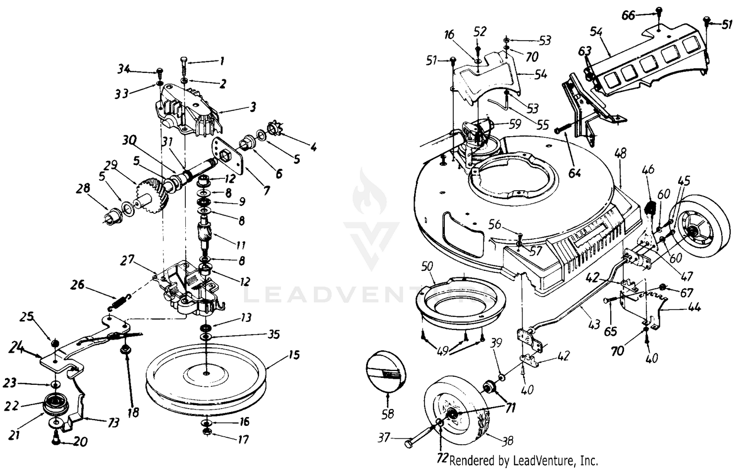 Transmission Assembly/Wheels, Front