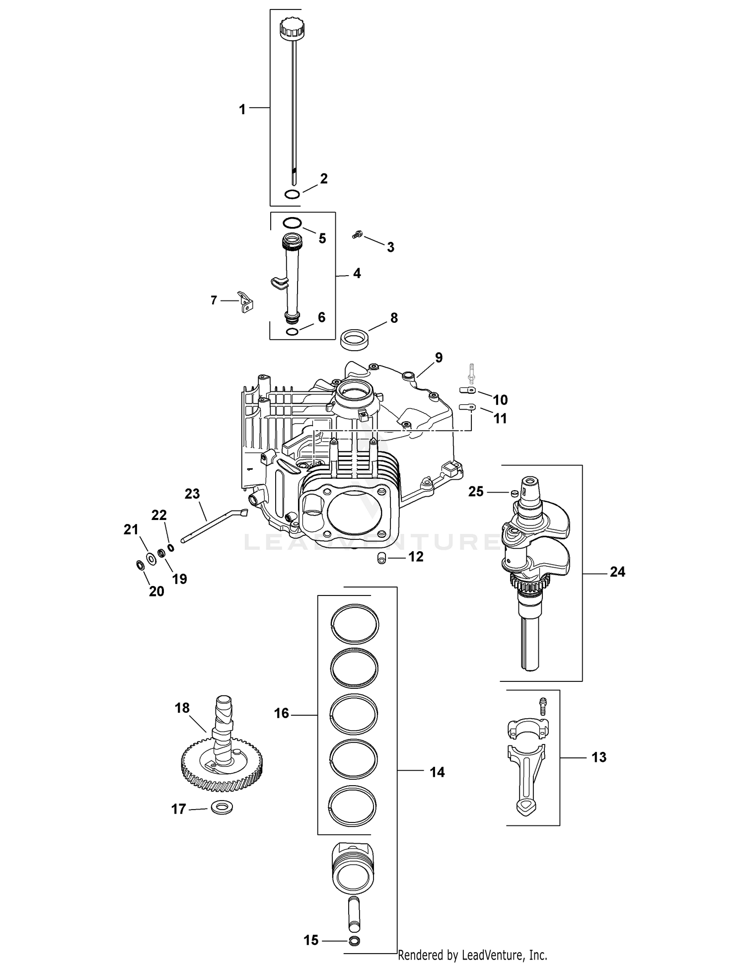 Crankcase Crankshaft & Dipstick