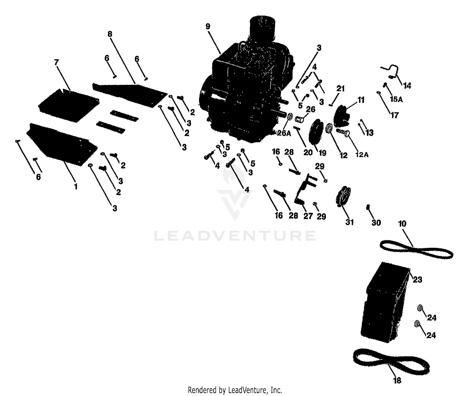 ENGINE, PULLEYS & BELTS