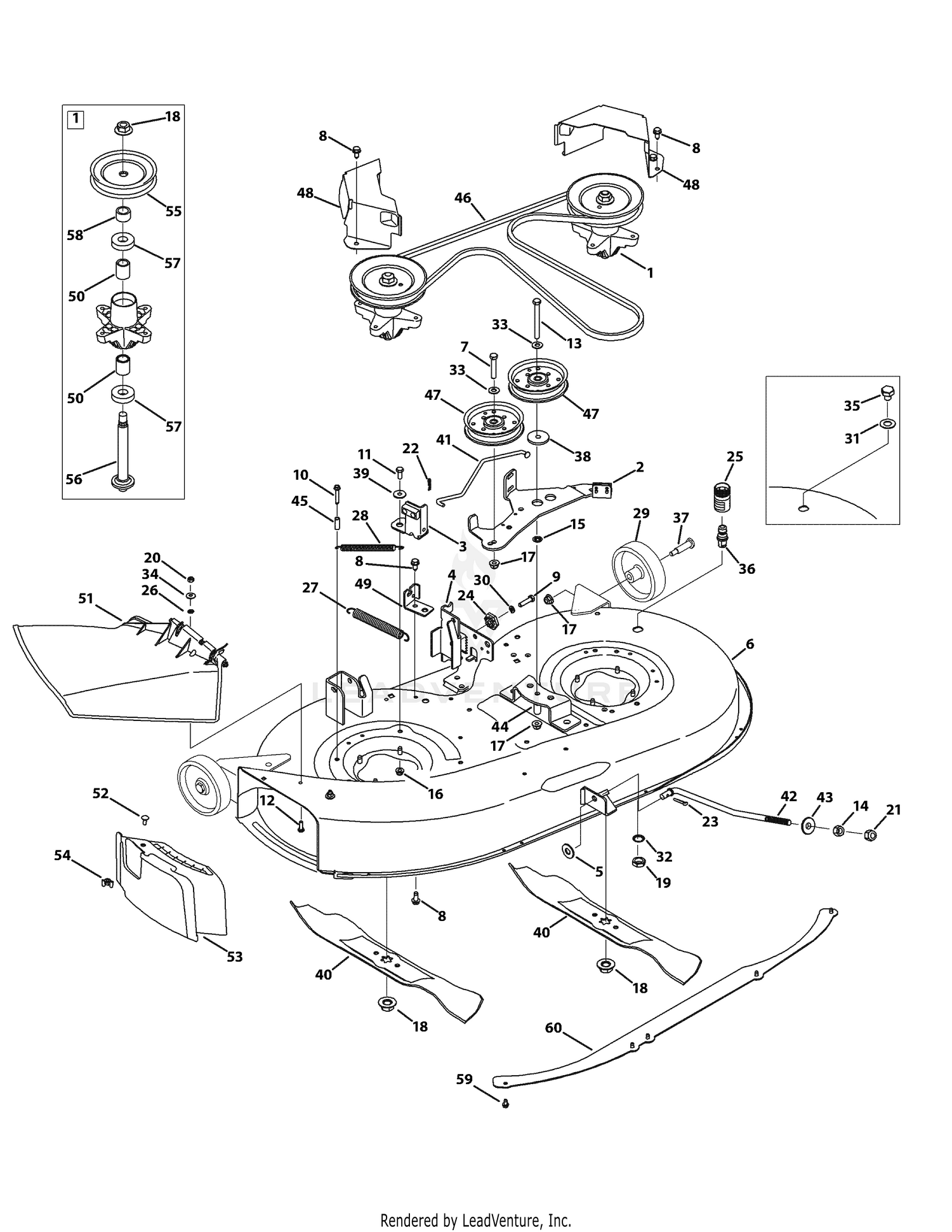 Troy Bilt 13AN77KG011 Pony 2009 Mower Deck 42 Inch