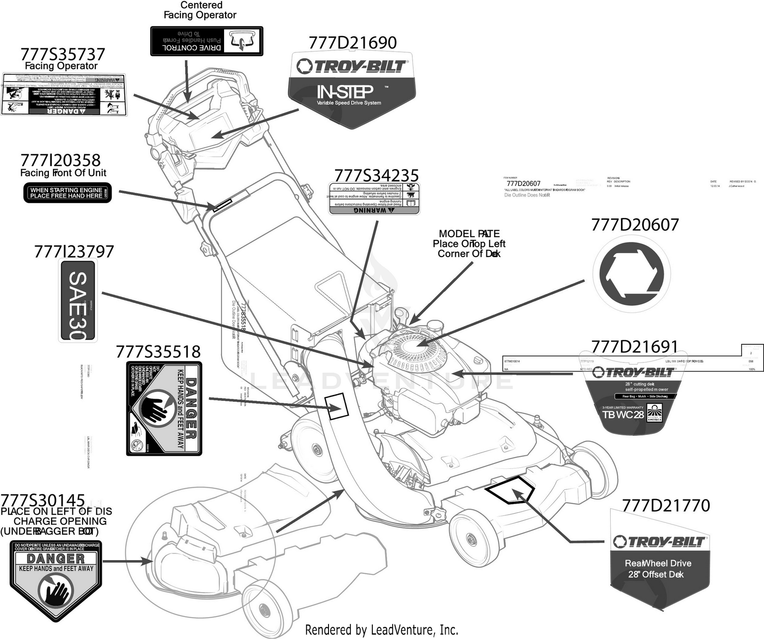 Troy Bilt 12ABW32G766 TB WC28 2016 Label Map