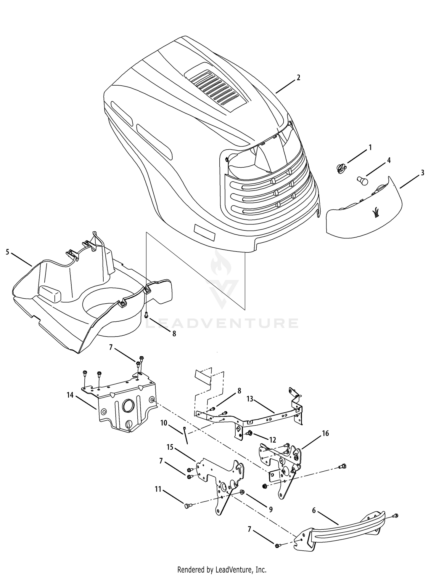 Cub Cadet LT1042 Tractor (2008 & after) 13AX11CG010 Hood