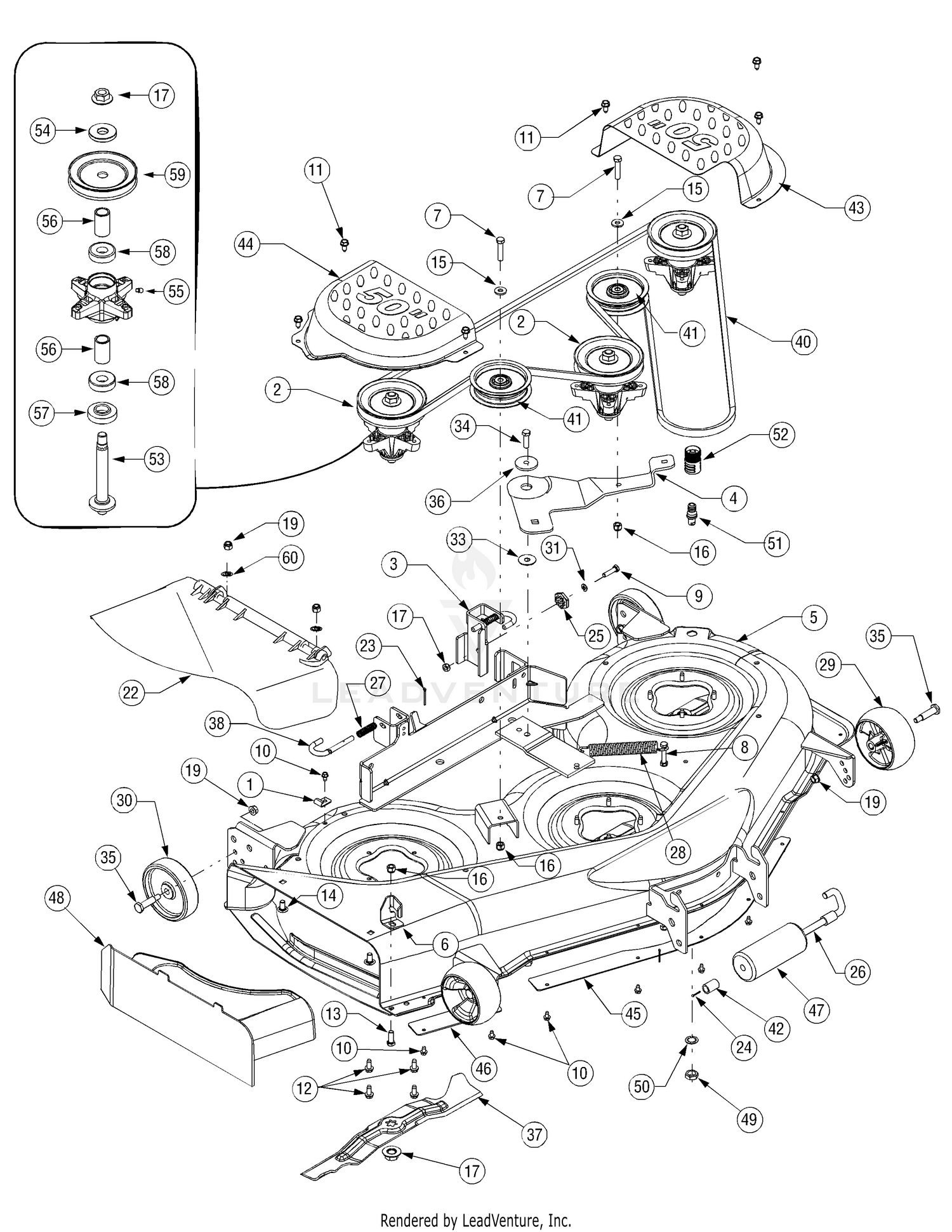 Cub cadet 50 2025 inch deck belt diagram