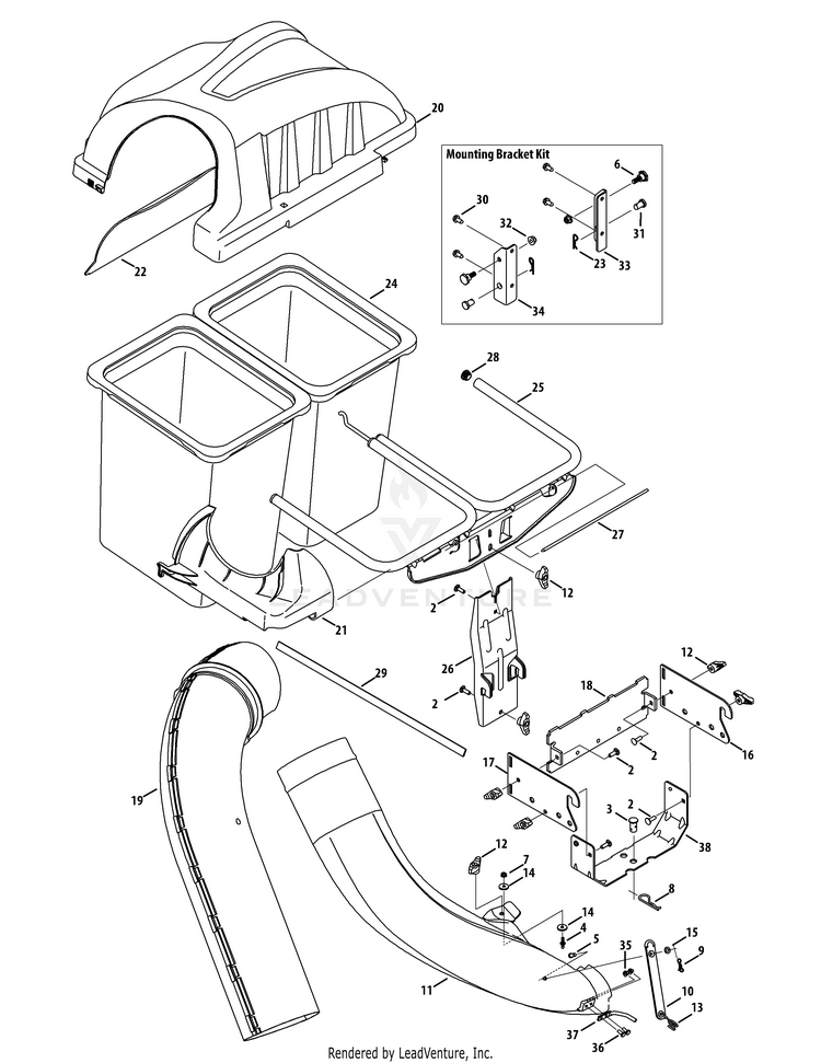 Craftsman riding mower 2024 bagger mounting bracket