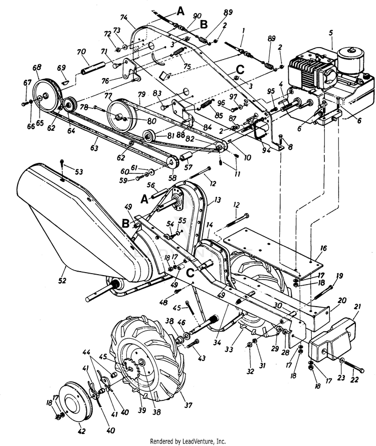 215-403-190 4 HP Rear Tine Tiller RB-530 (1985) - PartsWarehouse