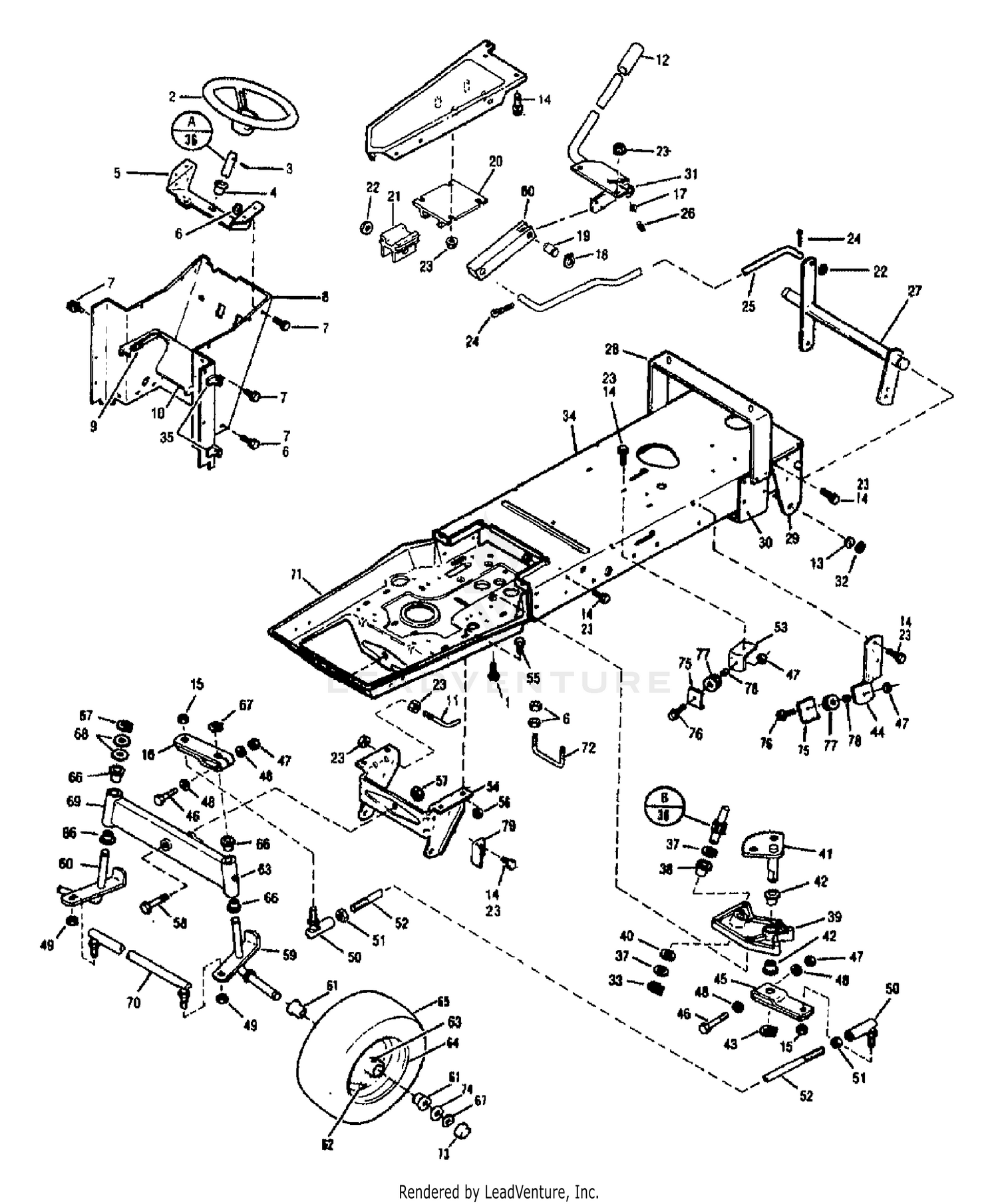 FRAME, LIFT & STEERING ASSEMBLY