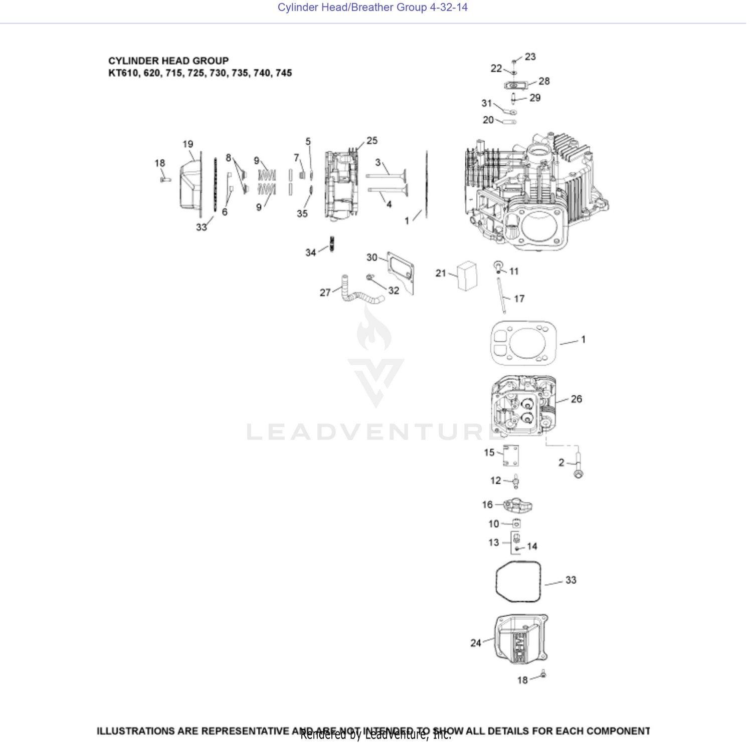 KT730-3044 Cylinder Head & Breather