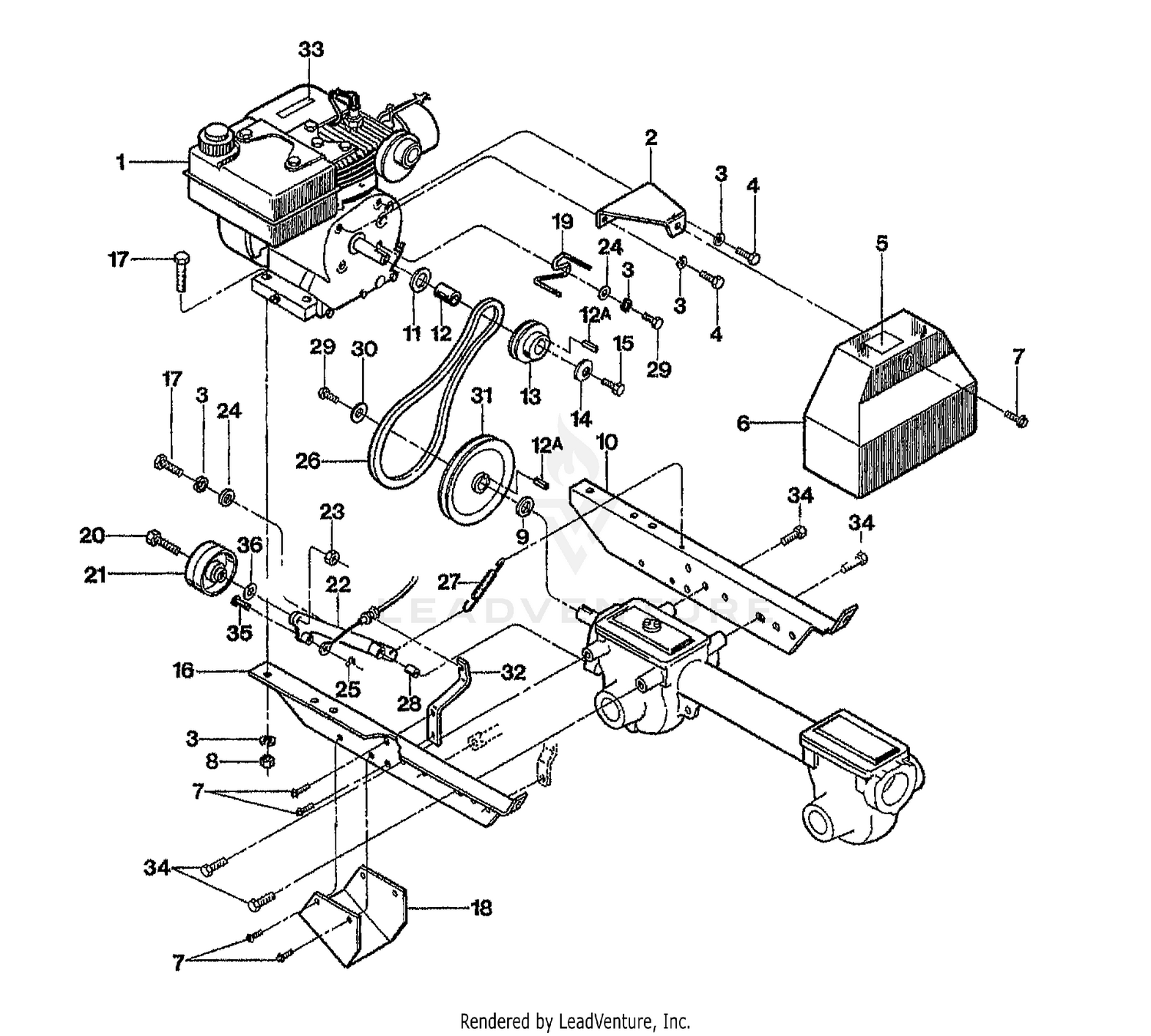 ENGINE, BRACKETS & FORWARD DRIVE