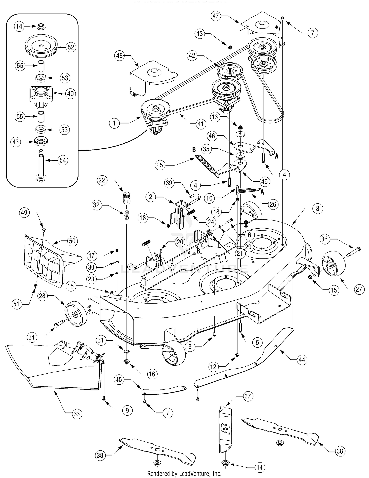 Cub cadet lt1045 2025 deck belt diagram