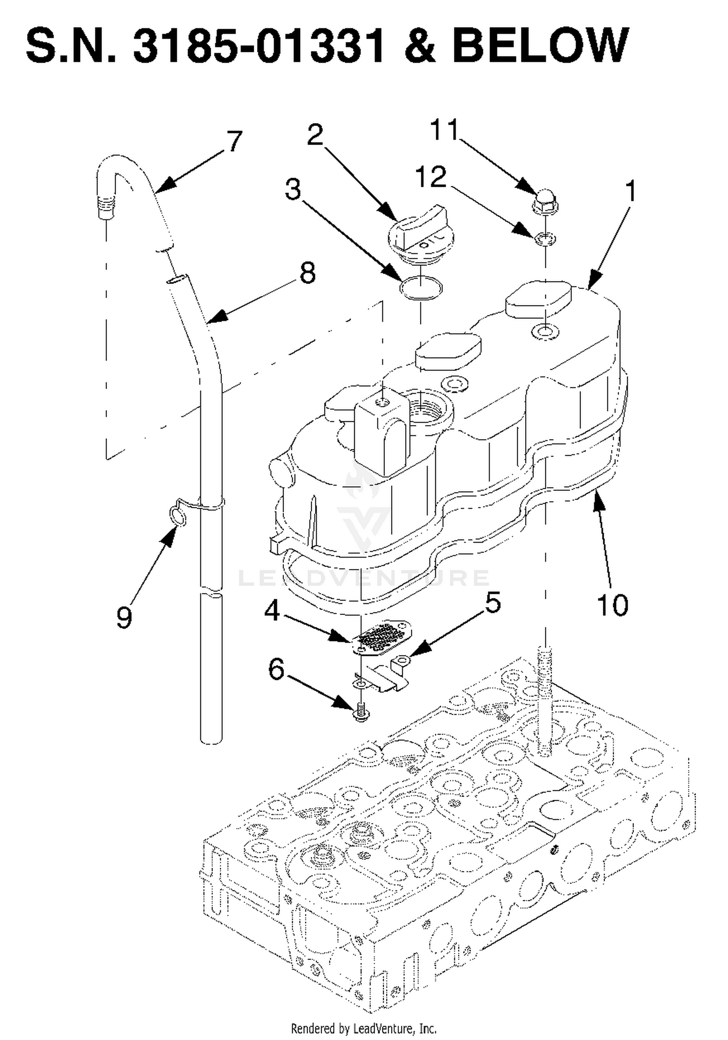 Cylinder Head Cover S.N. 3185-01331 & Below