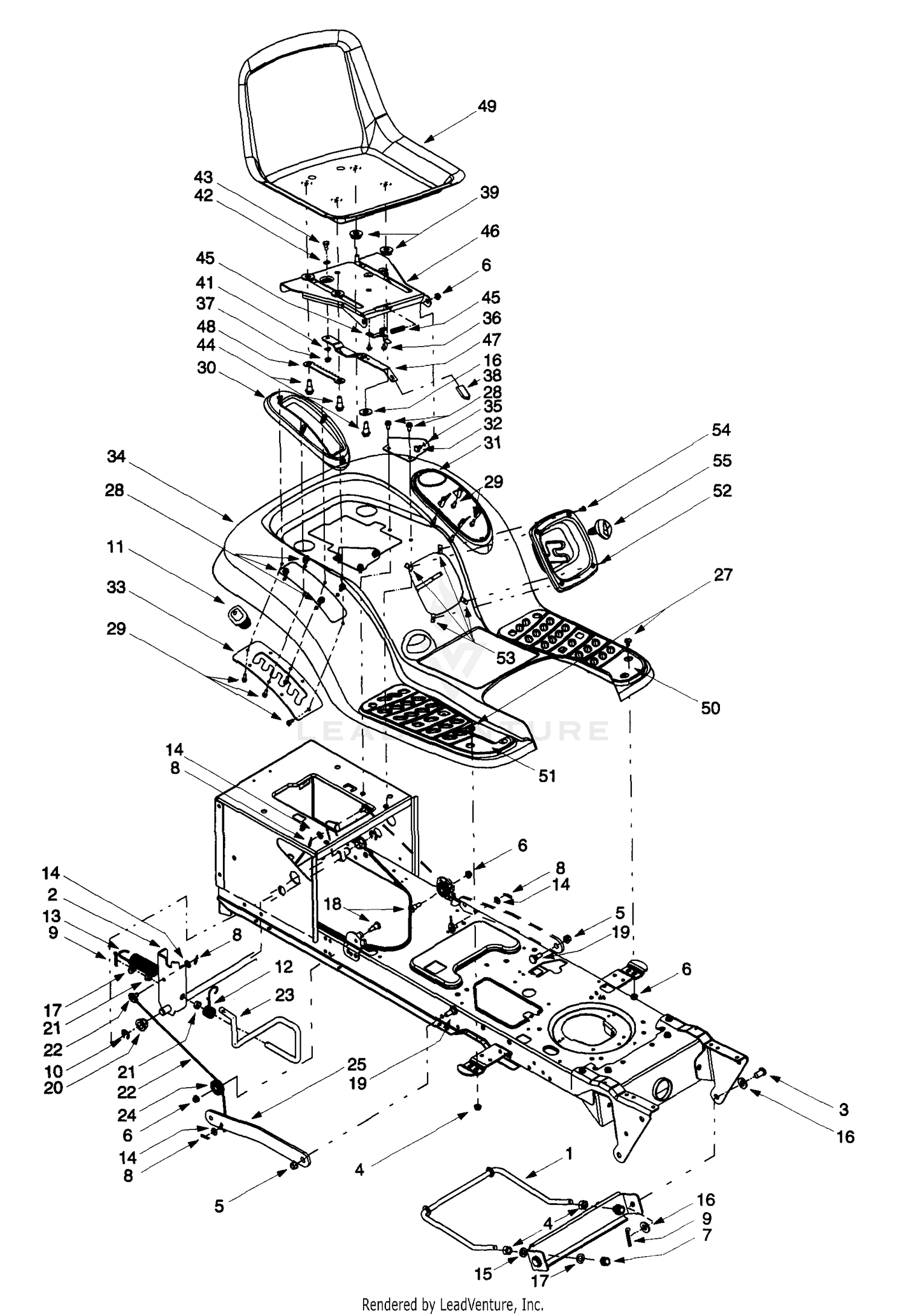 Deck Lift & Hanger Assembly/Seat/Fender Assembly