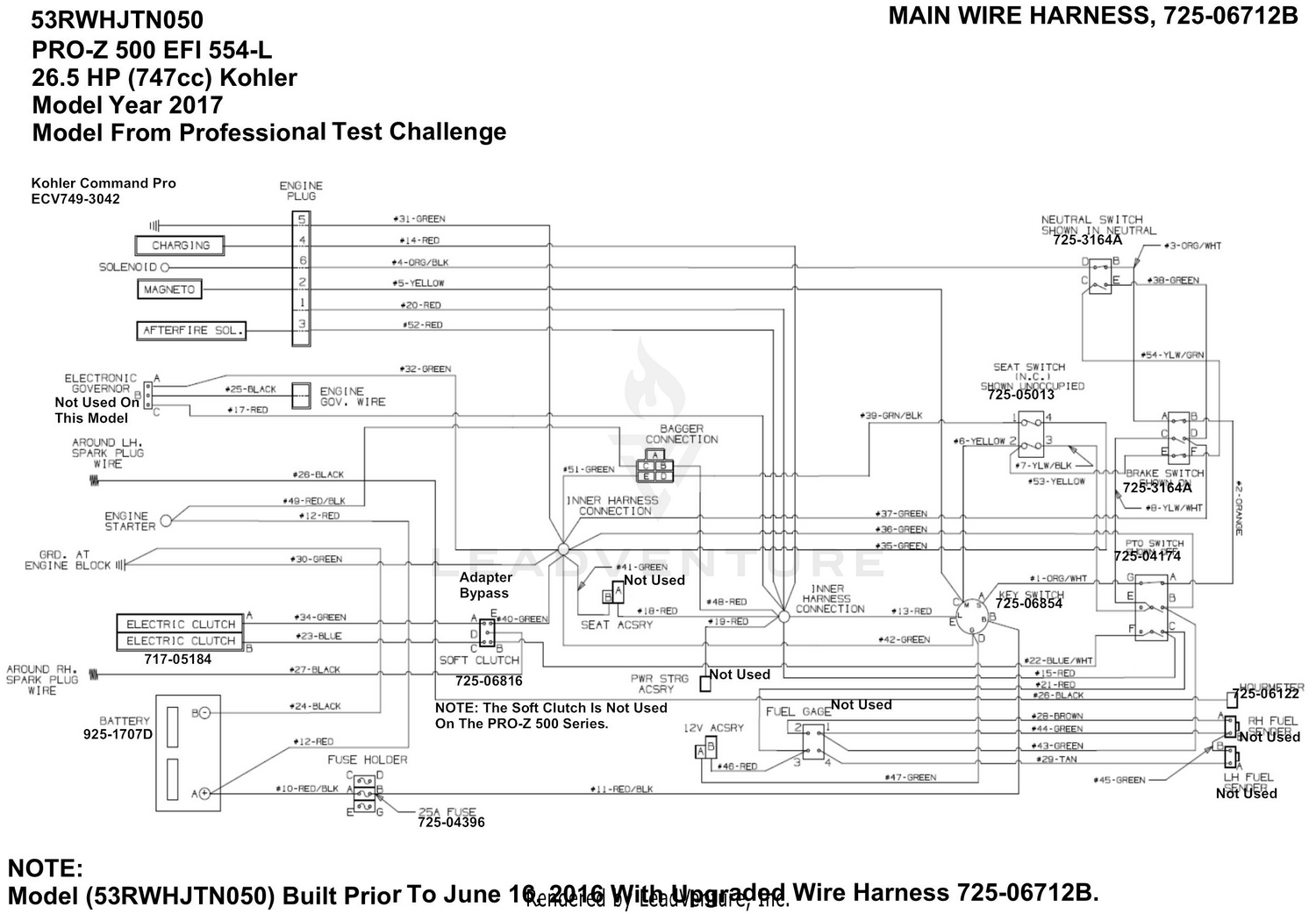 Cub Cadet Pro Z 500 Efi 554 L 53rwhjtn050 2016 Main Wire Harness Schematic