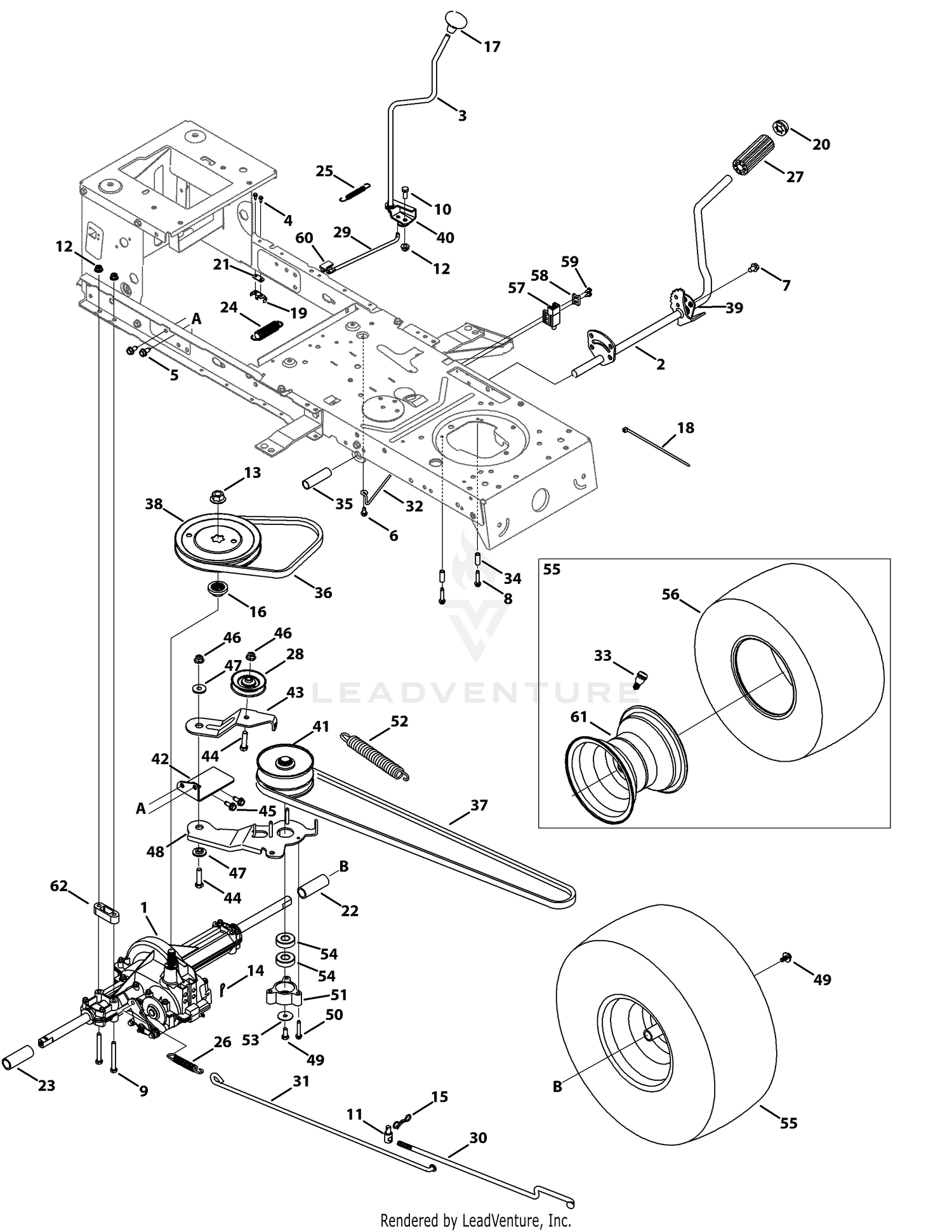 Troy Bilt 13AM77KS011 Pony 2014 Transmission Drive Assembly