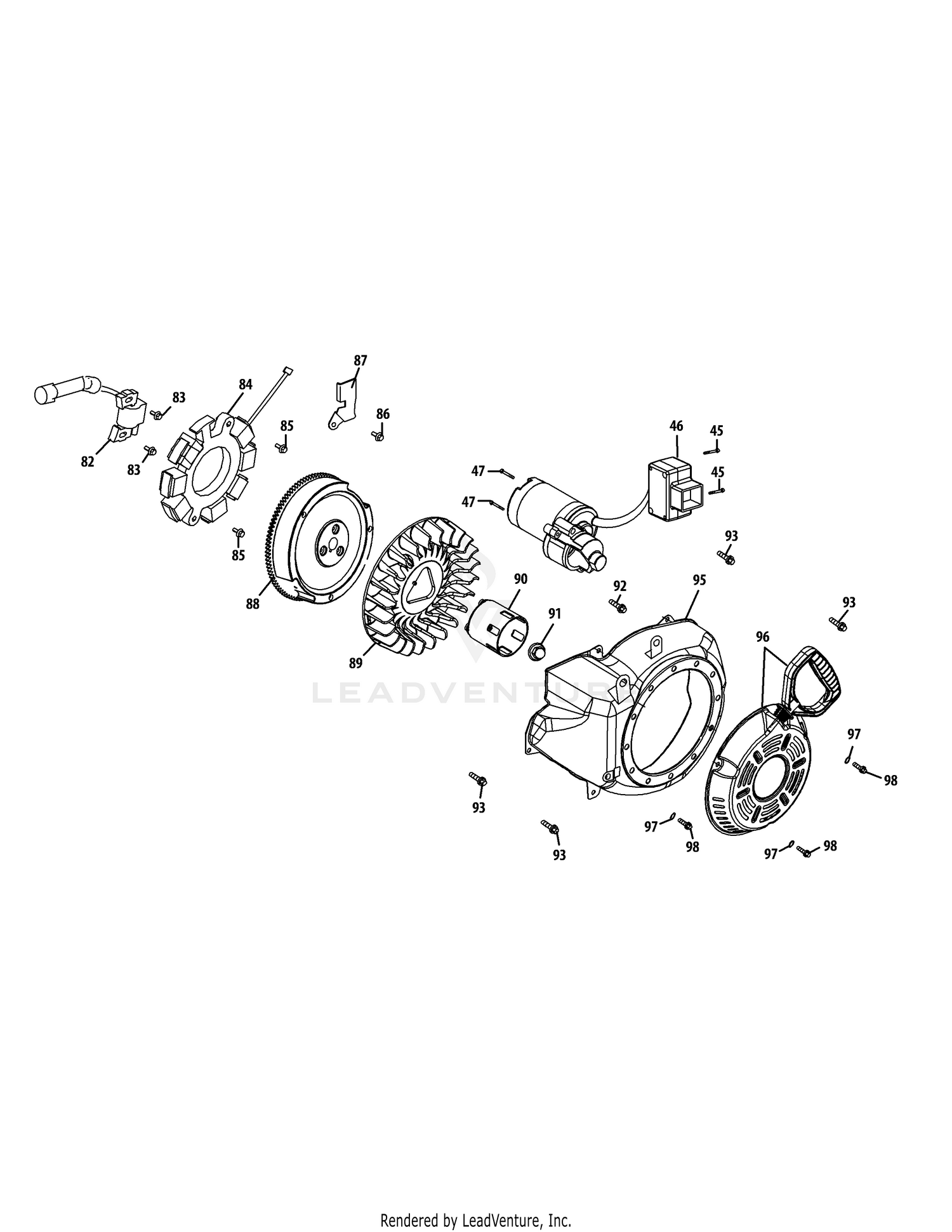 490-SUB Starter Assembly & Blower Housing