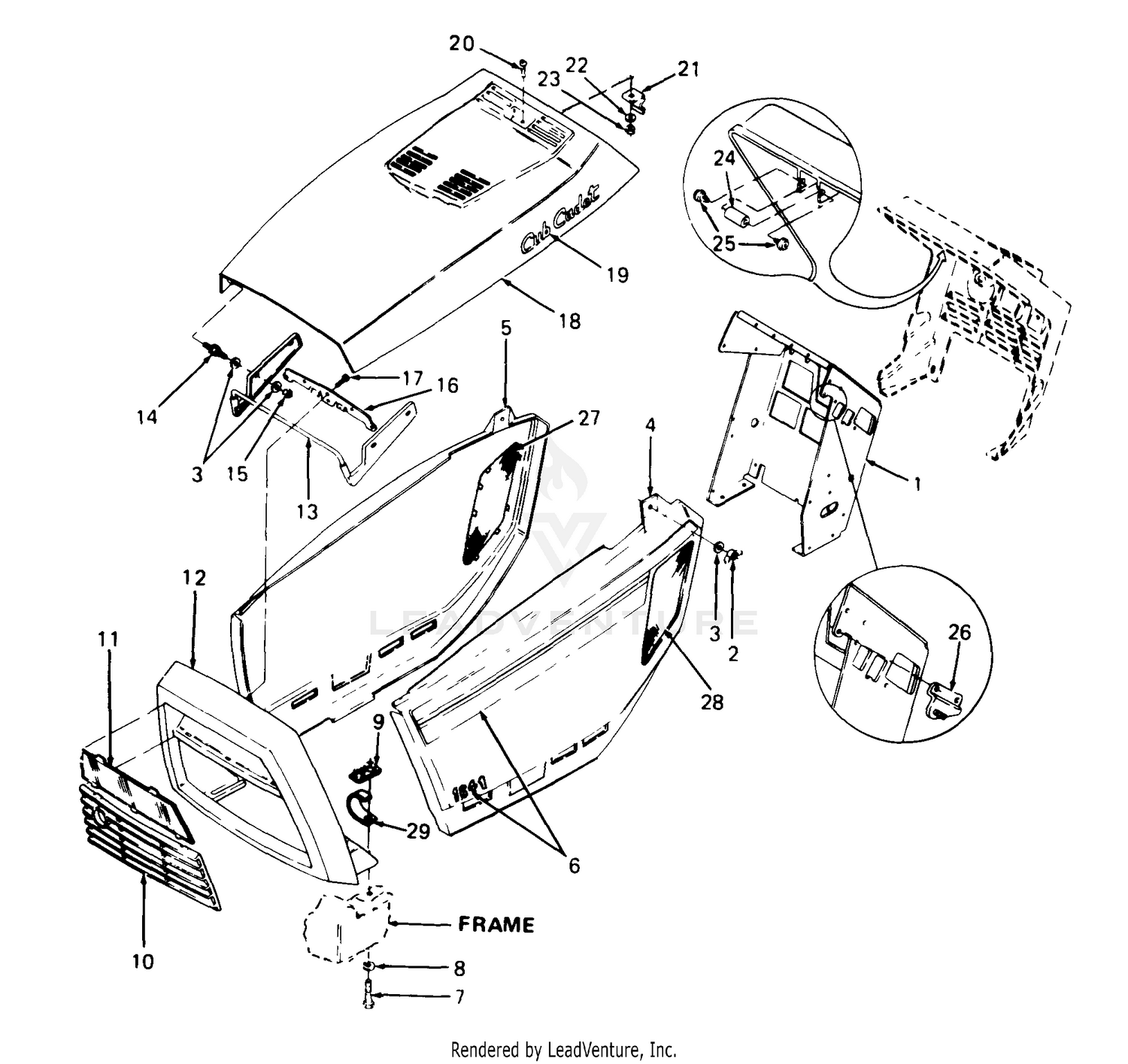 Cub Cadet 1641 S N 0 001 9 000 146 653 100 14a 653 100 Hood And Grill