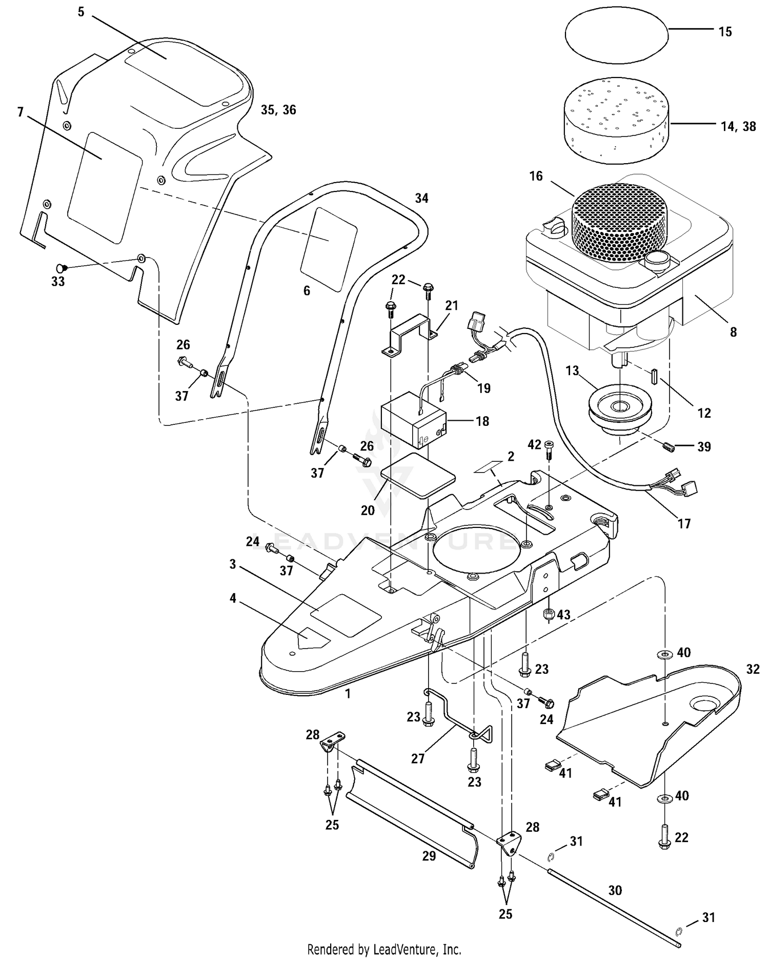 Engine, Deck, Covers And Guards, Battery