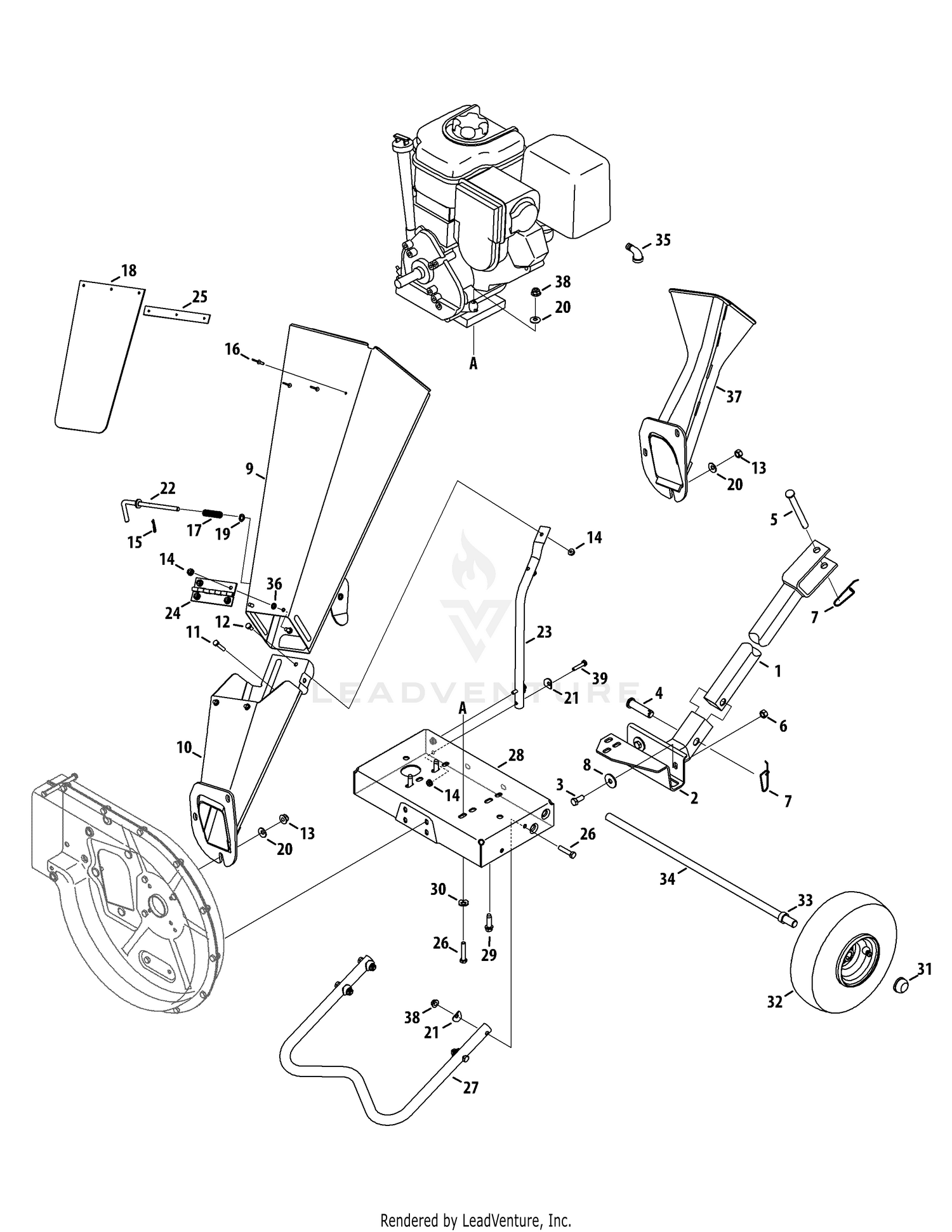 Chipper Shredder Chute & Wheels