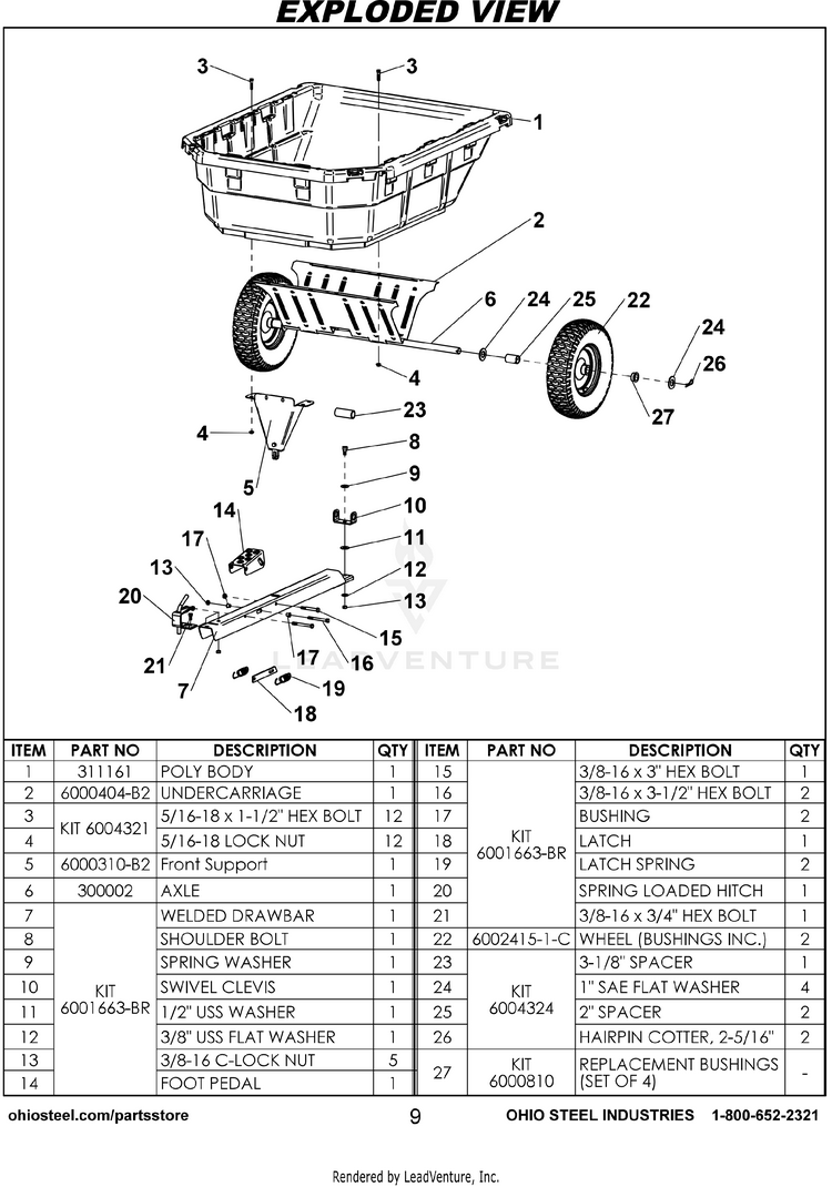 TroyBilt TB1000PS 15 cu. ft. Poly Swivel Dump Cart Swivel Dump Cart PartsWarehouse
