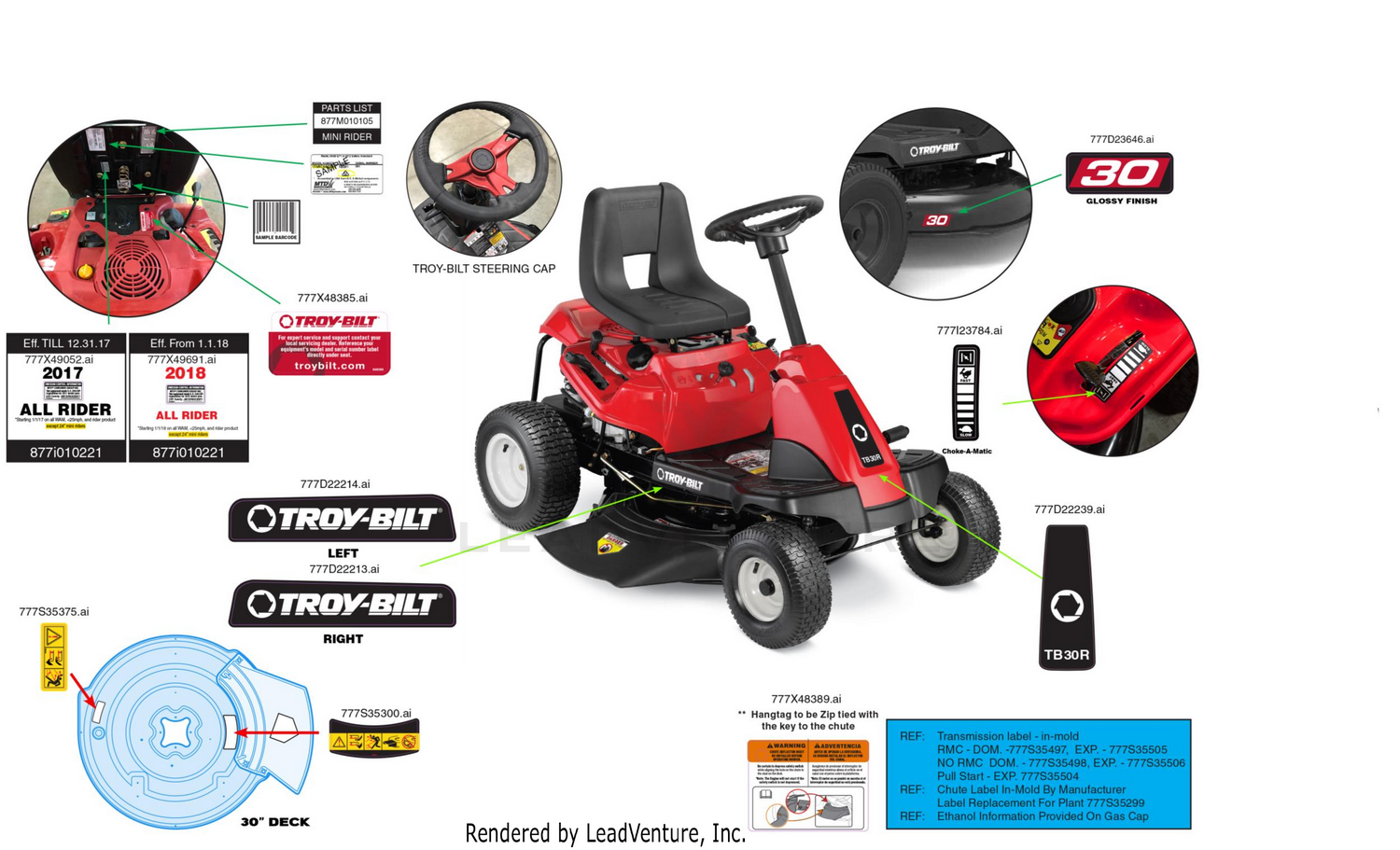 Troy Bilt 13CC26JD011 TB30R 2018 Label Map