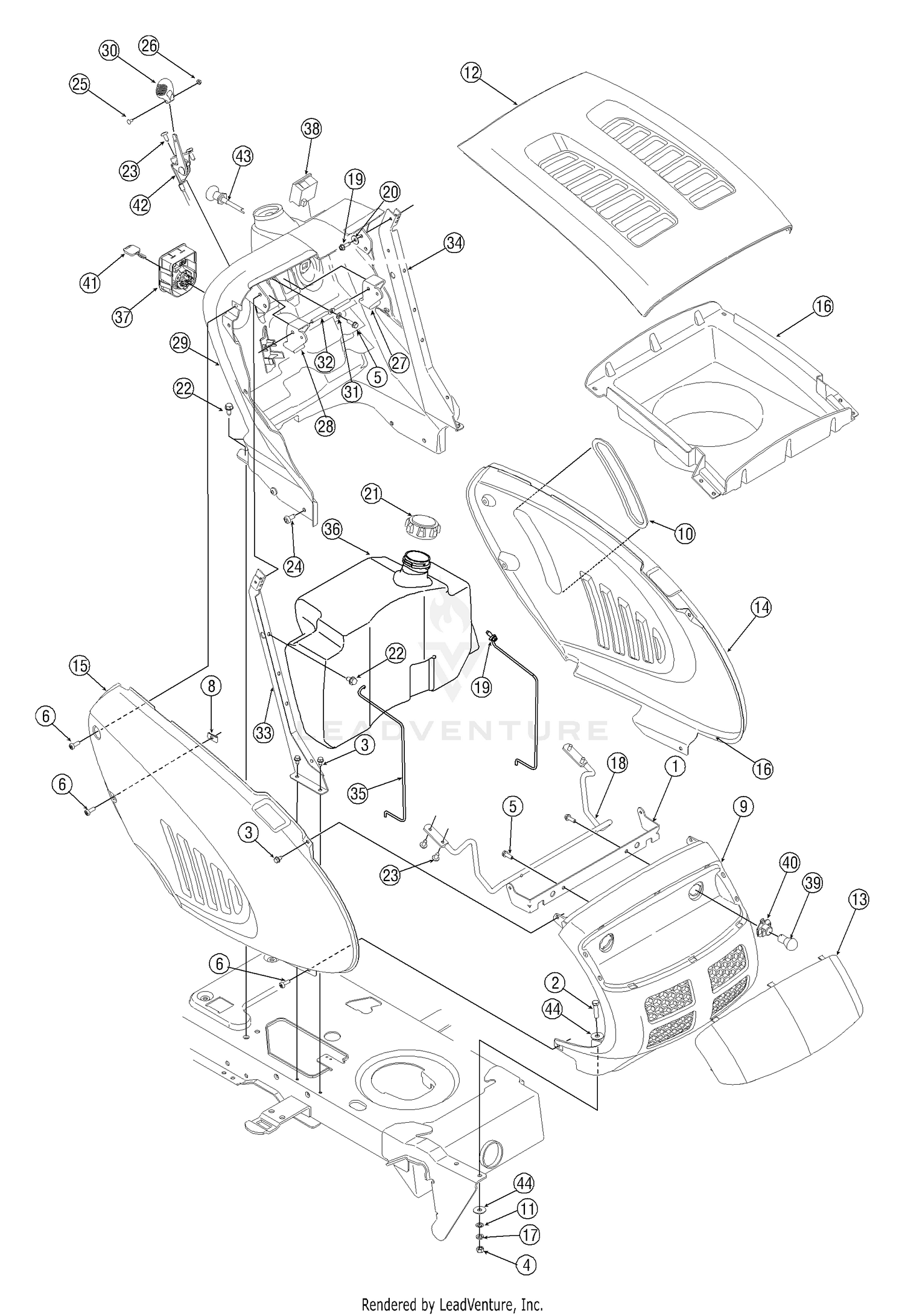 Troy Bilt 13AJ609G766 Bronco 2005 Hood Assembly