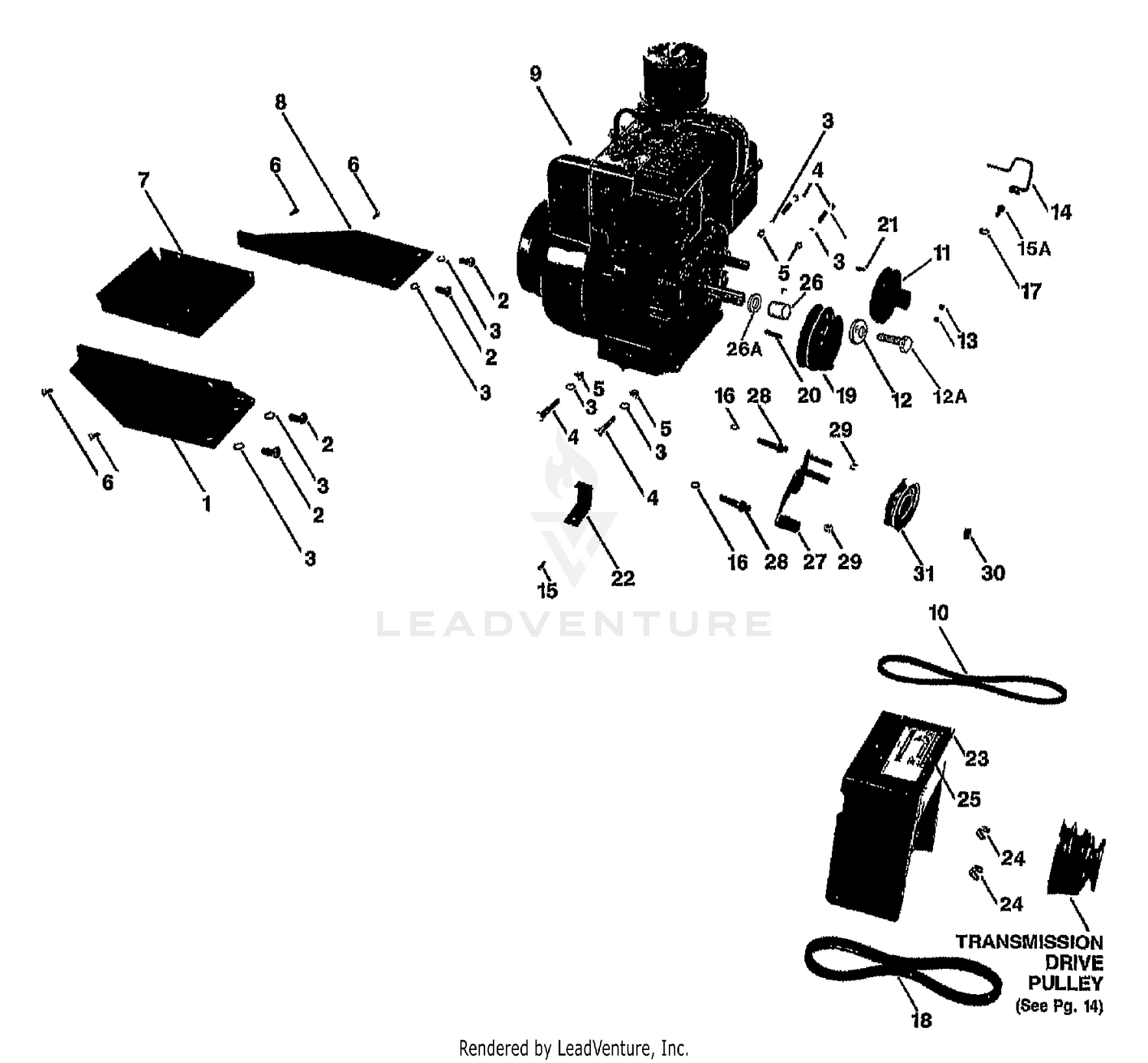 ENGINE, PULLEYS & BELTS