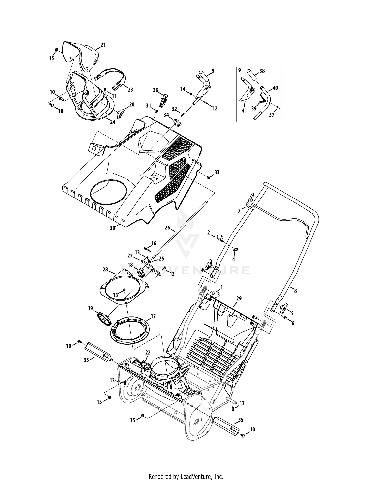 Shroud, Chute, & Handle