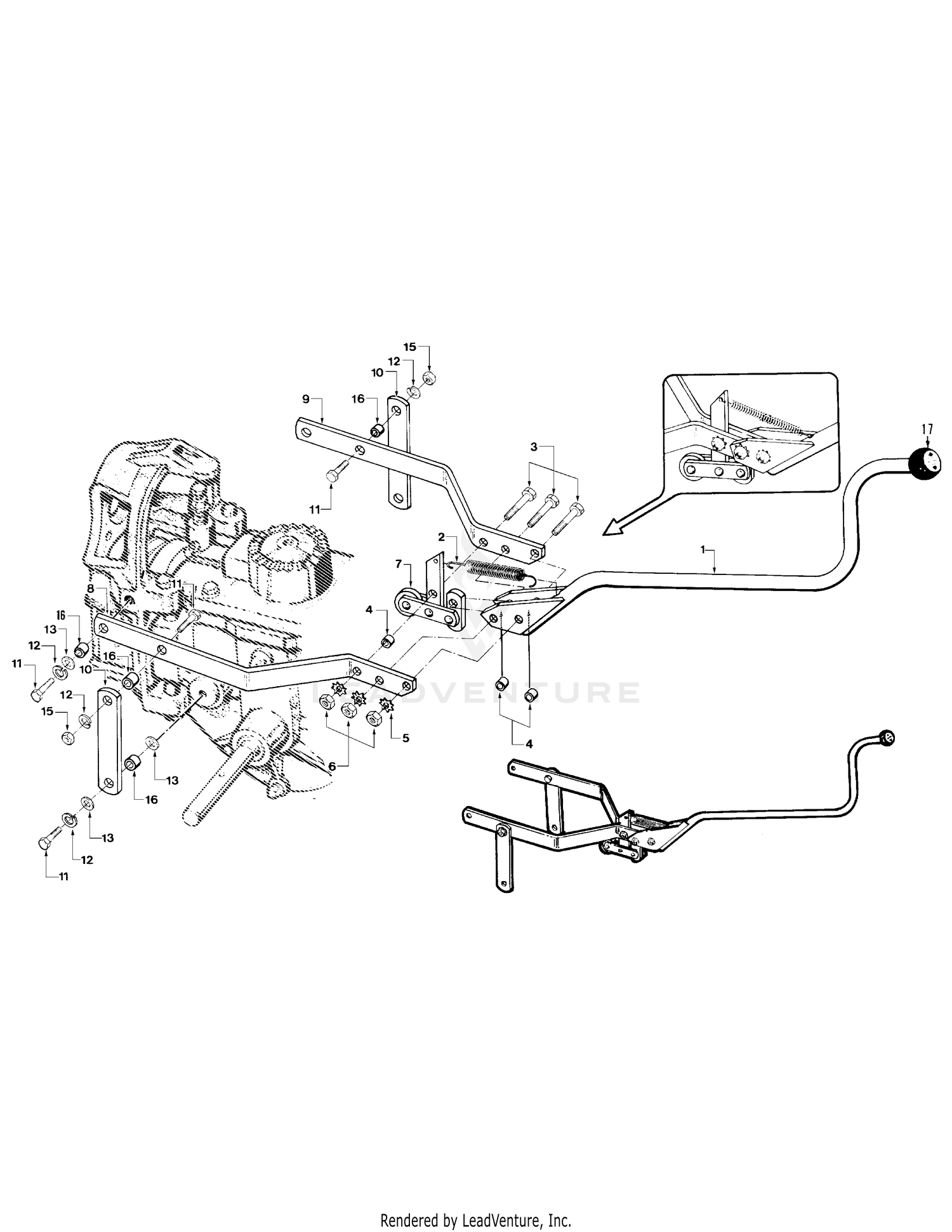 Wheels Tines PTO Drive Lever and Yoke Assembly
