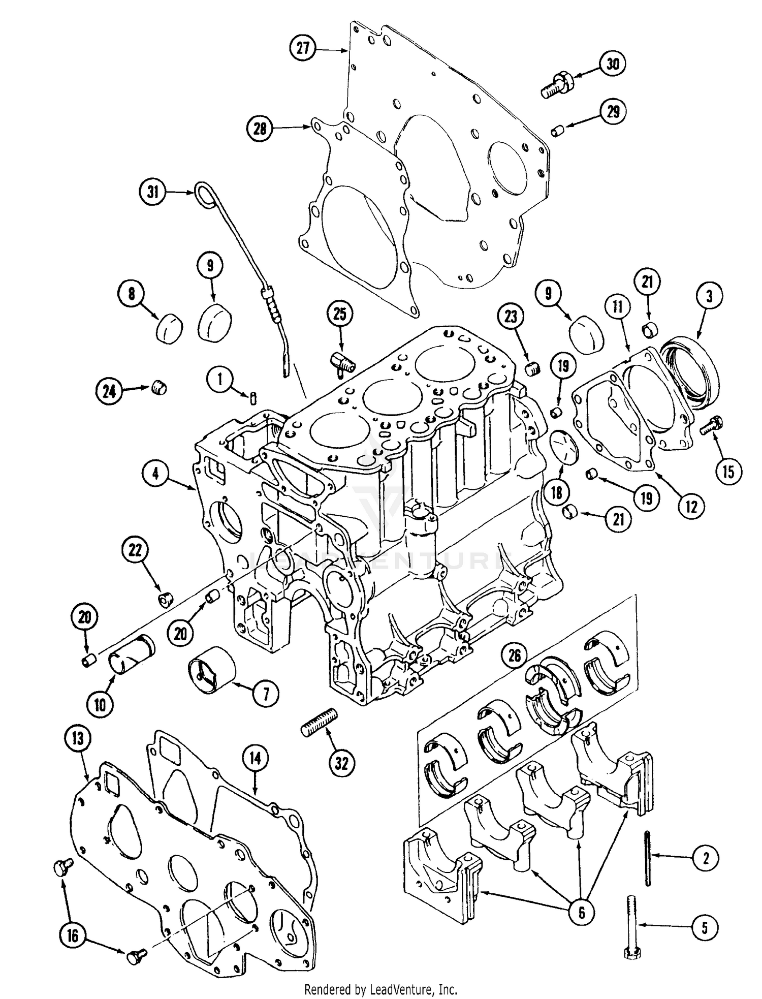 Crankcase 30HP Engine 7300 S/N 21933 & Up