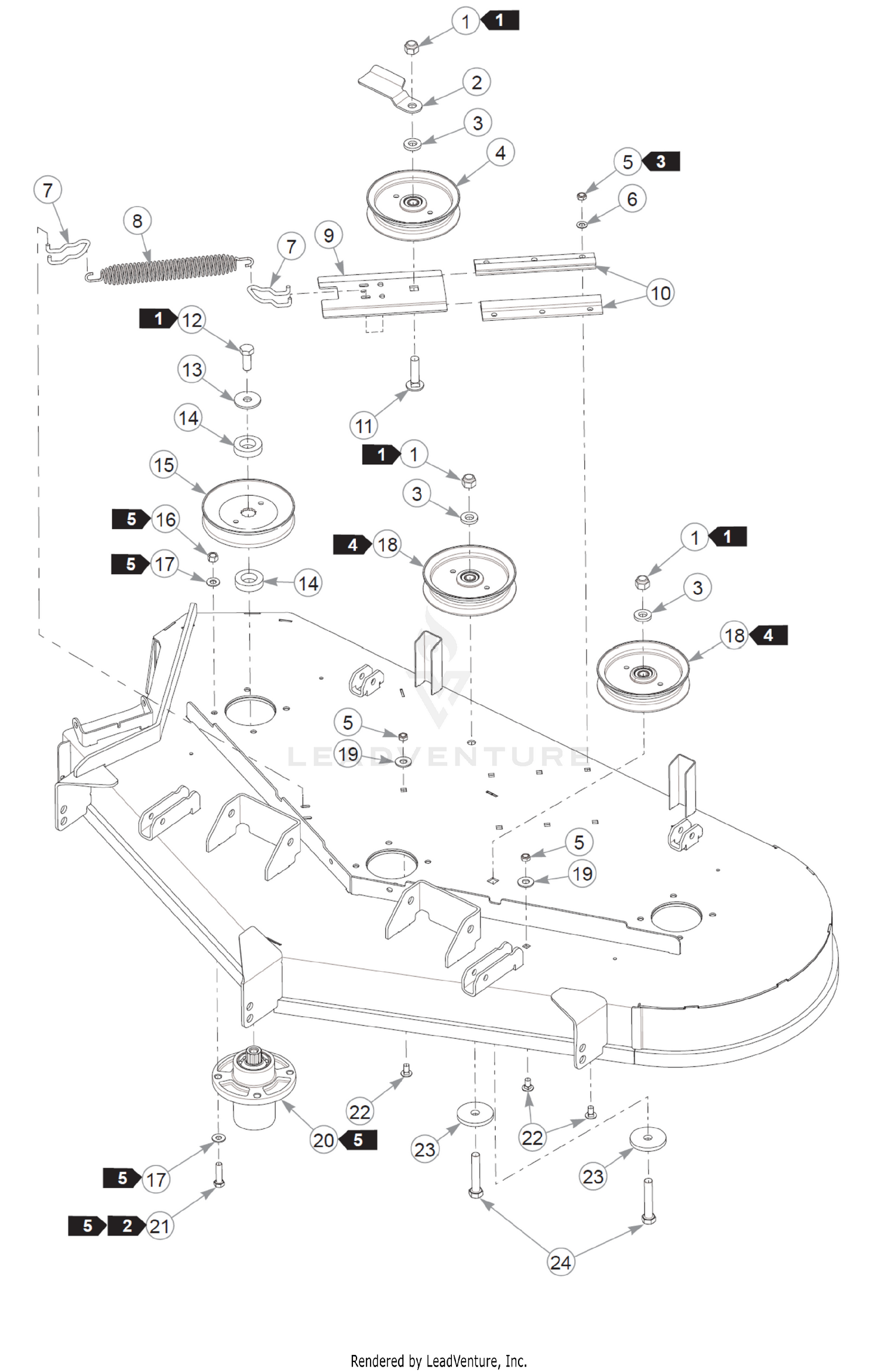 Deck Pulleys & Spindles - S/N Prior to 19102672
