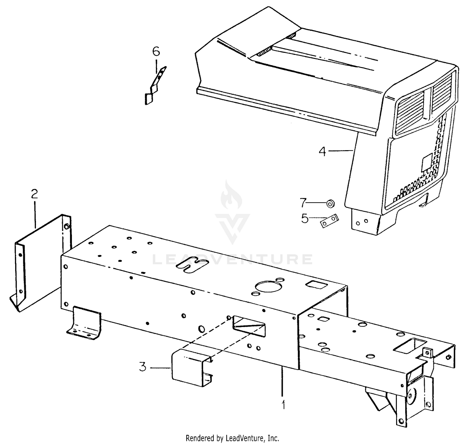 Drawbar, Engine Mount, Hood, Grille & Frame