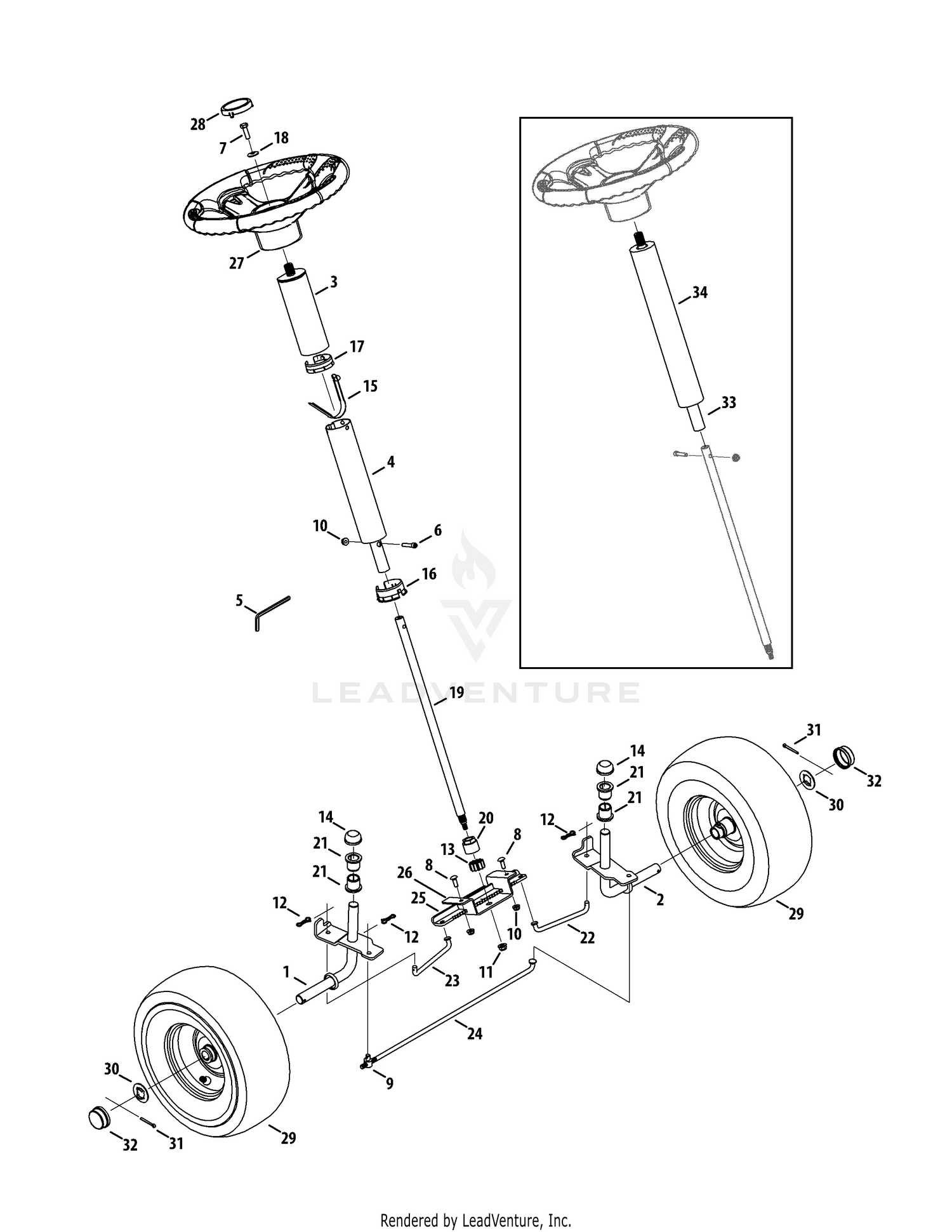 Troy Bilt 13AC26JD011 2012 TB30 R Neighborhood Rider 13AC26JD011 2012 Front End Steering