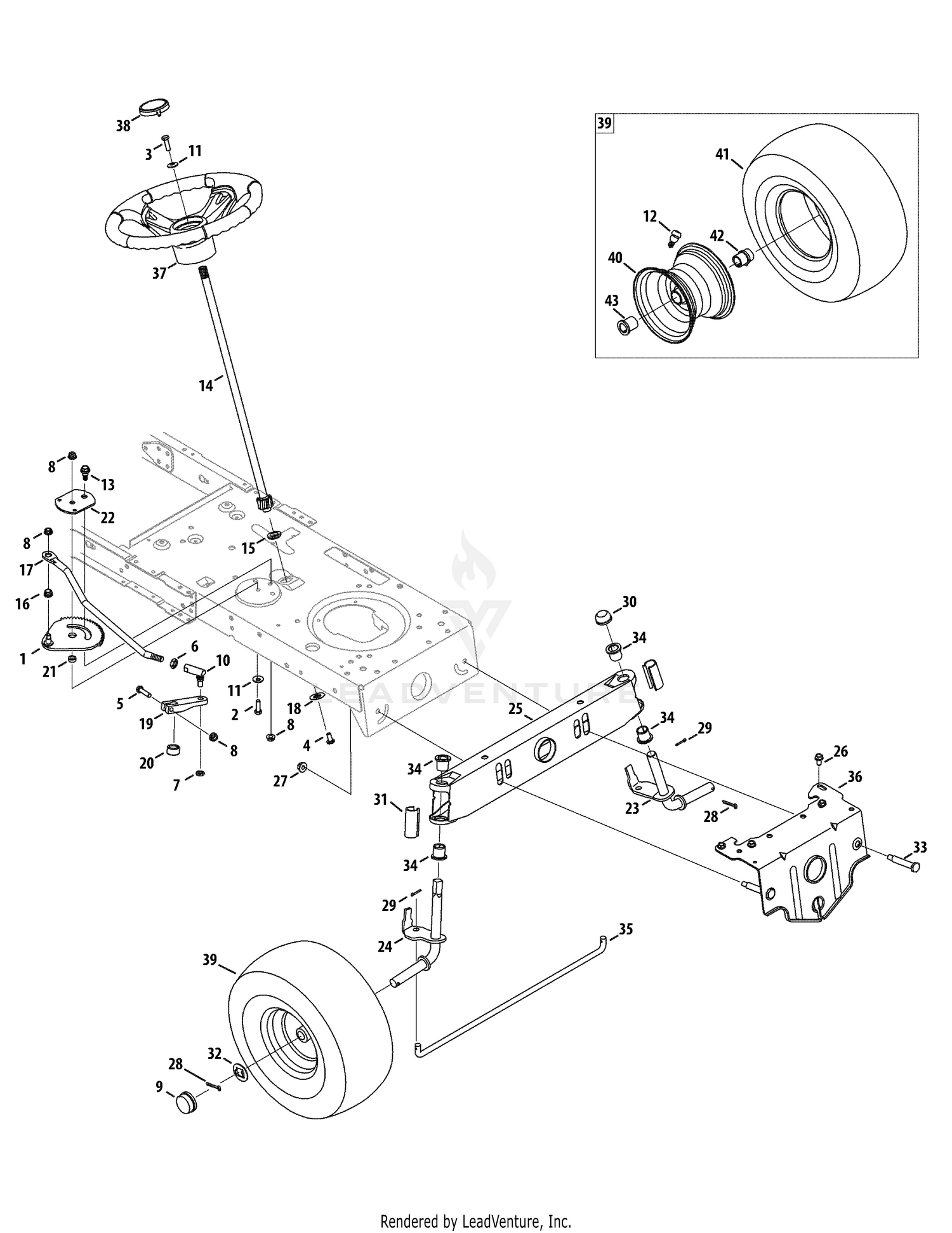 Troy bilt pony best sale riding mower steering parts