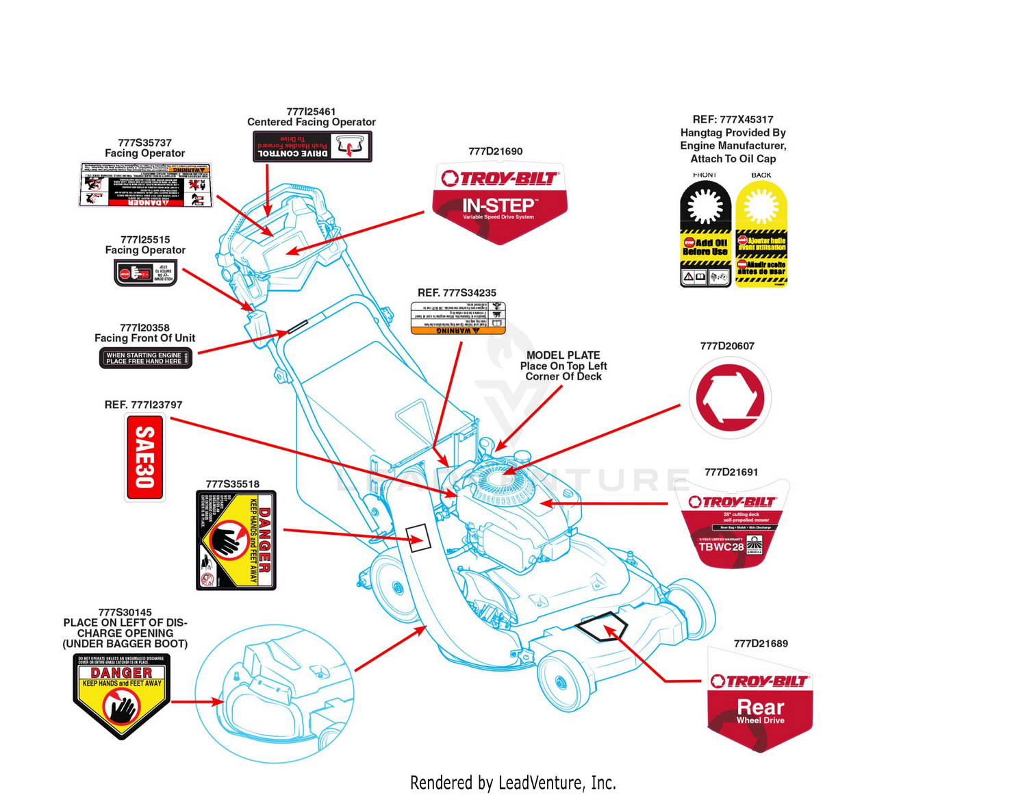 Troy Bilt 12ABW62G766 TB WC28 2018 Label Map