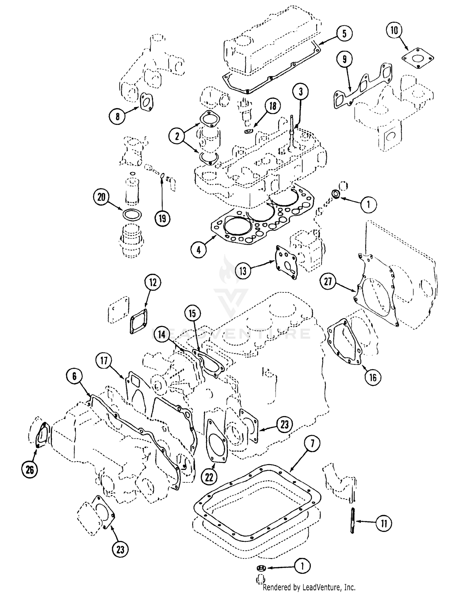 Repair Gasket Kit 30HP Engine 7300 S/N 21933 & Up