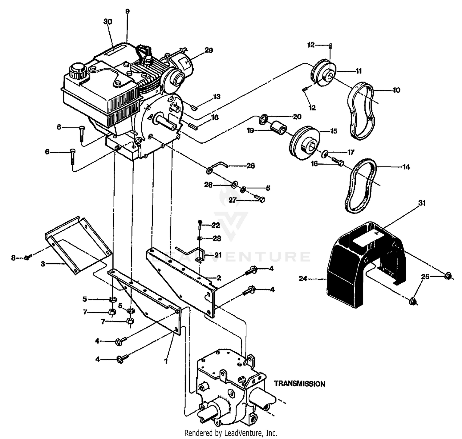 ENGINE, PULLEYS & BELTS