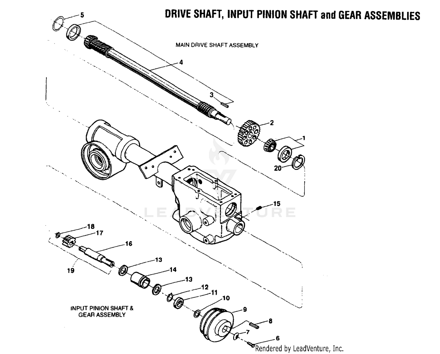 Drive Shaft, Input Pinion Shaft And Gear Assemblies