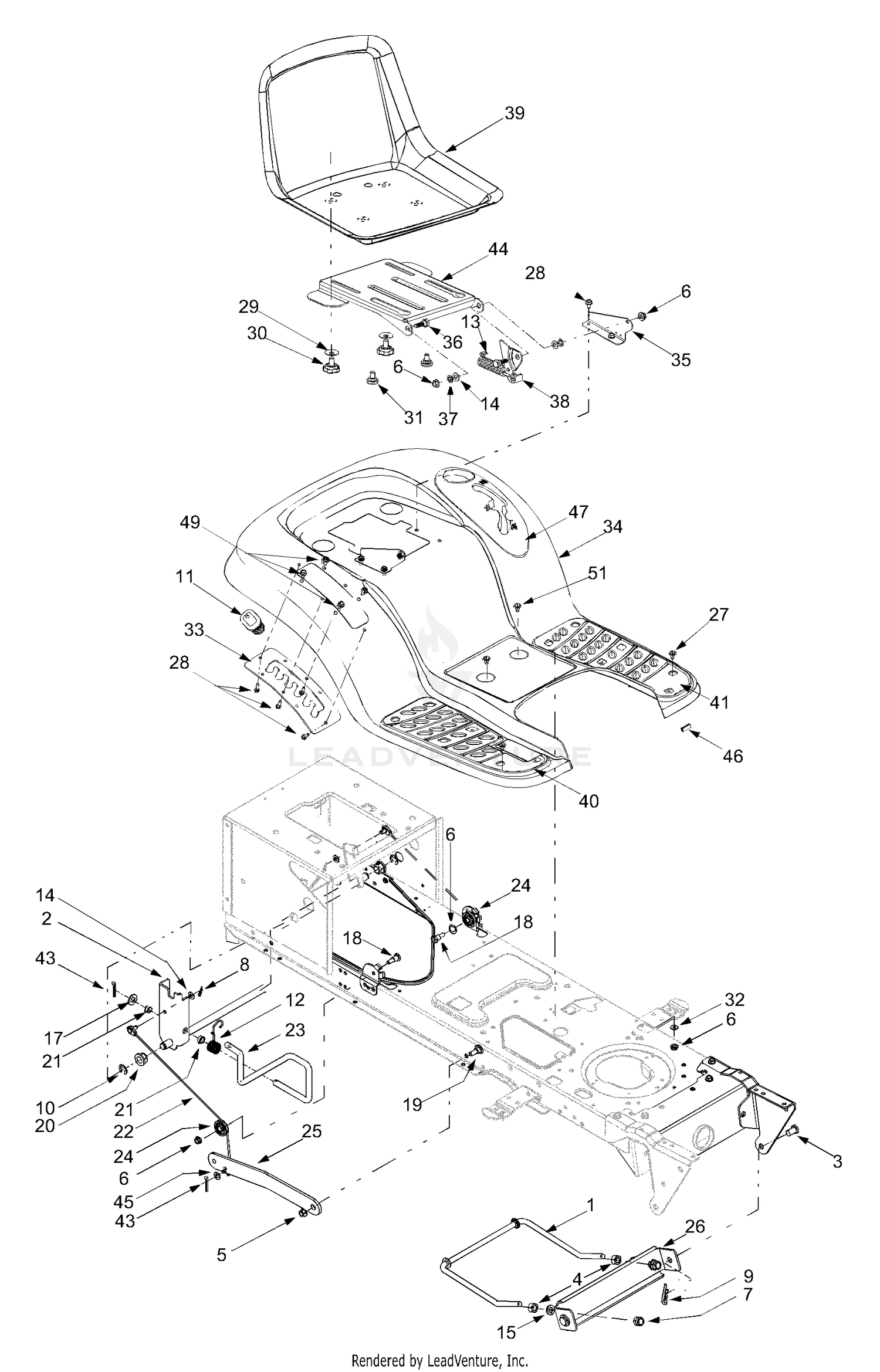 MTD 13AT604G755 2004 Frame Components Seat