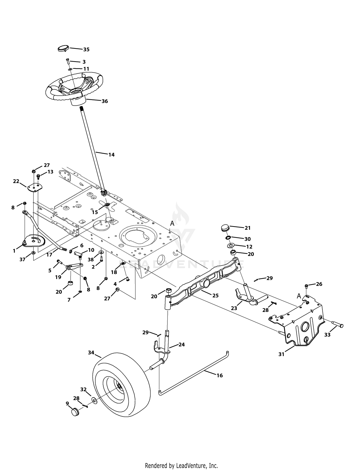 Troy Bilt 13YX79KT011 Horse XP 2014 Front End Steering