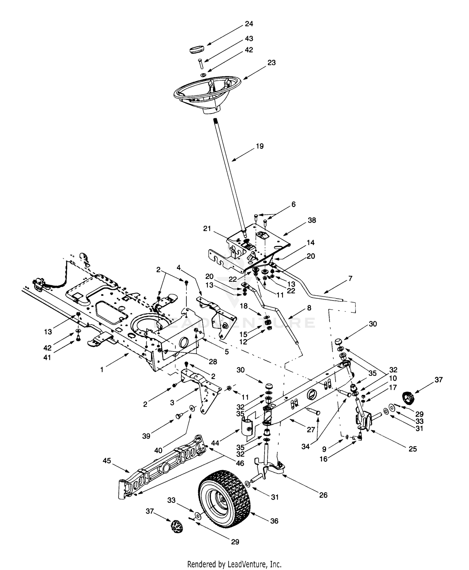 Axle, Front, Steering Assembly, Wheels, Front