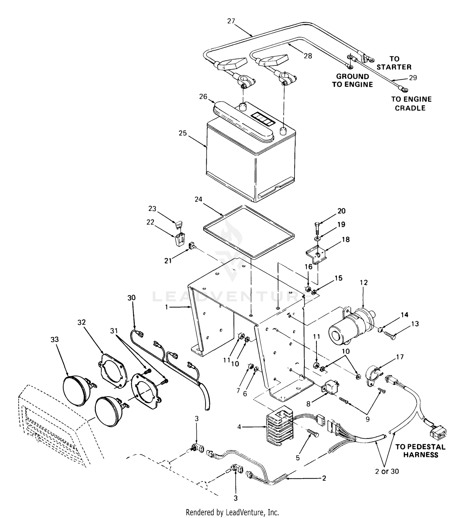 Battery, Battery Tray & Electrical Components